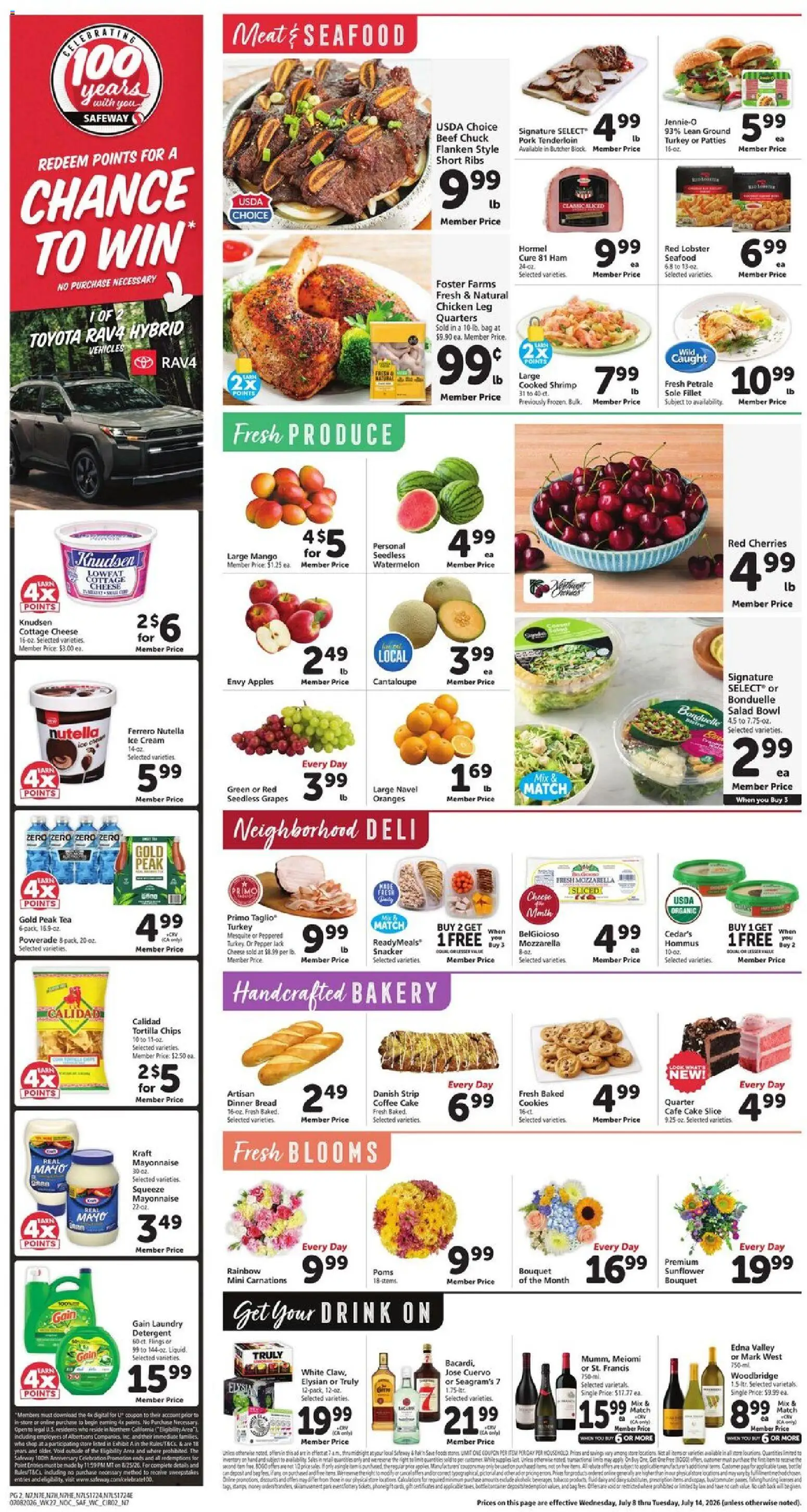 Safeway Weekly Ad - valid from 07/08/2026 | Page: 2 | Products: Cherries, Tea, Chips, Ice cream