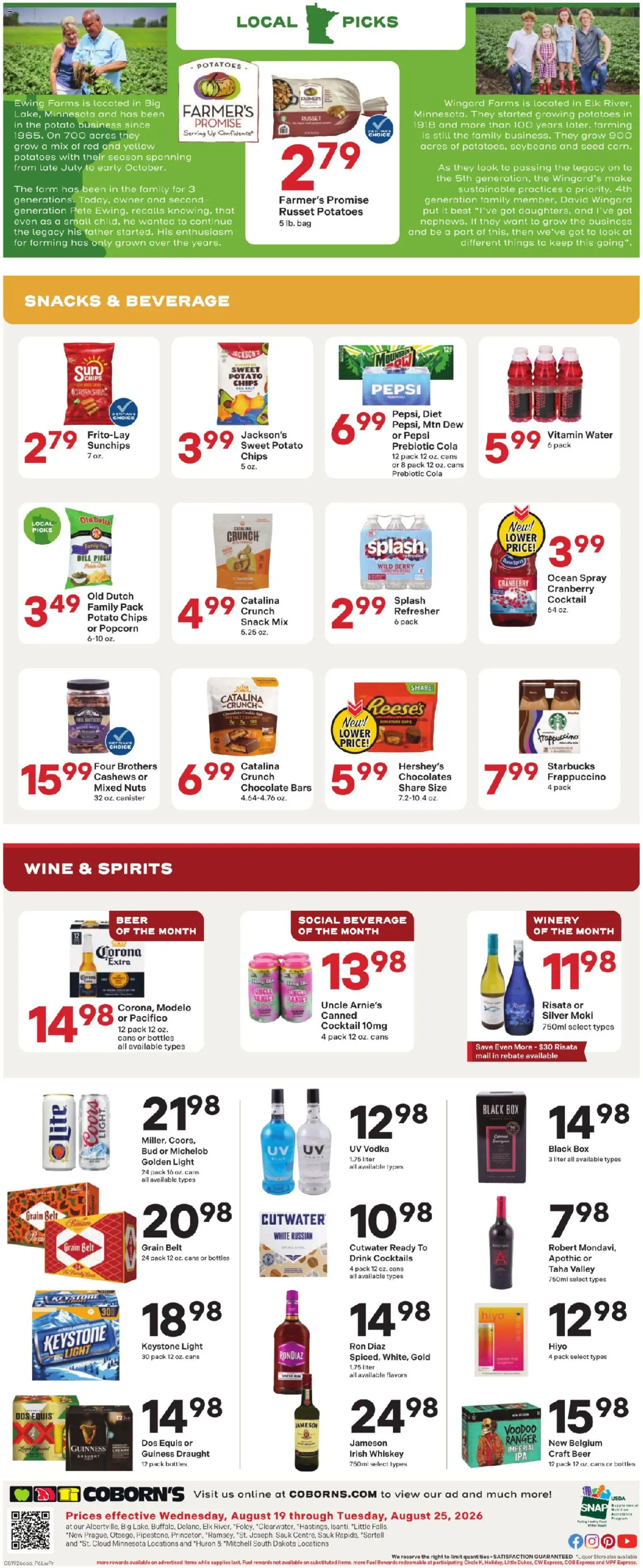 Coborn's Weekly Ad - valid from 08/19/2026 | Page: 8 | Products: Corona Extra, Beer, Nuts, Vodka