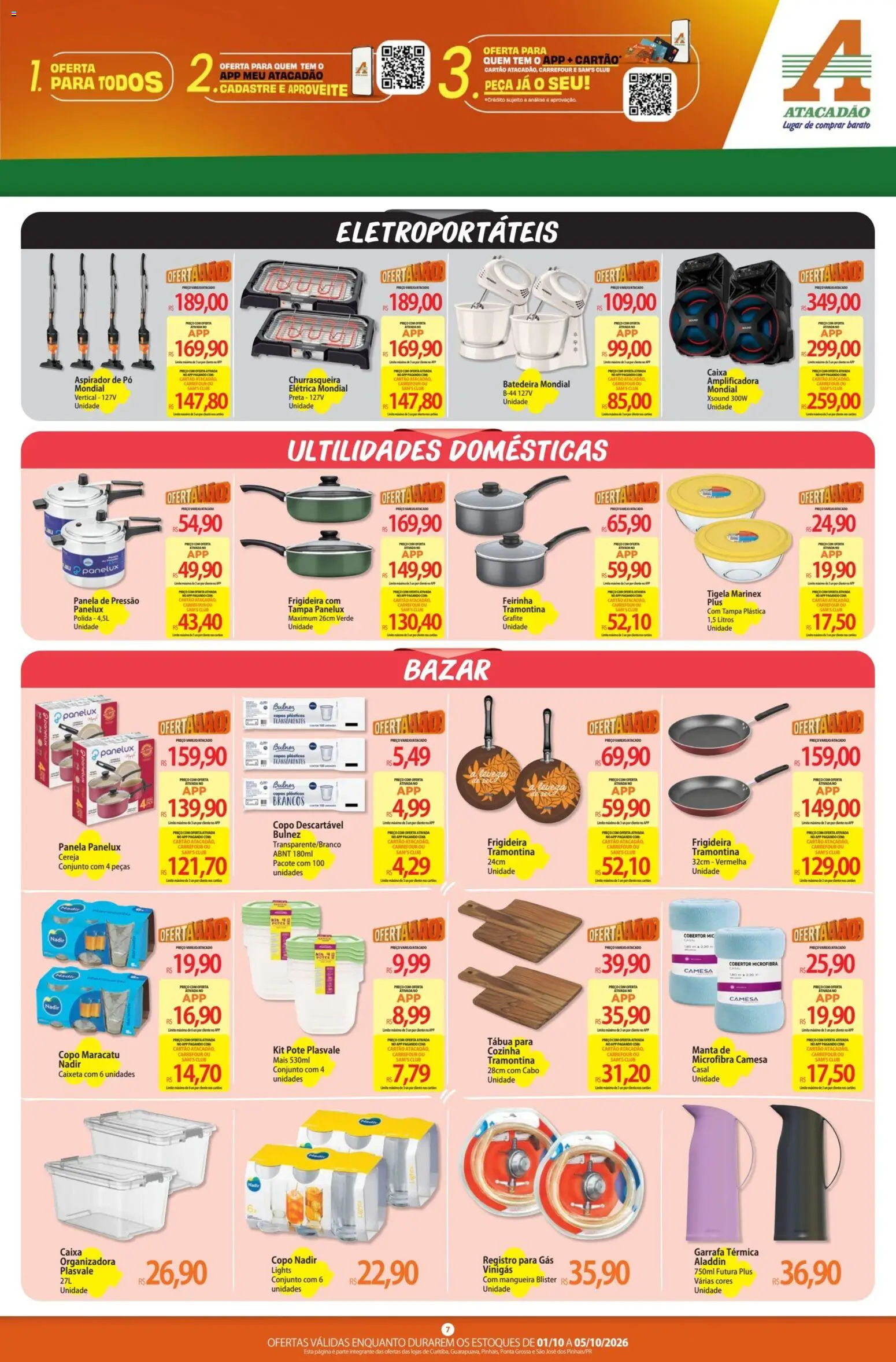 Atacadão Folheto - válido de 01/10/2026 | Página: 7 | Produtos: Pó, Panela, Panela de pressão, Tábua