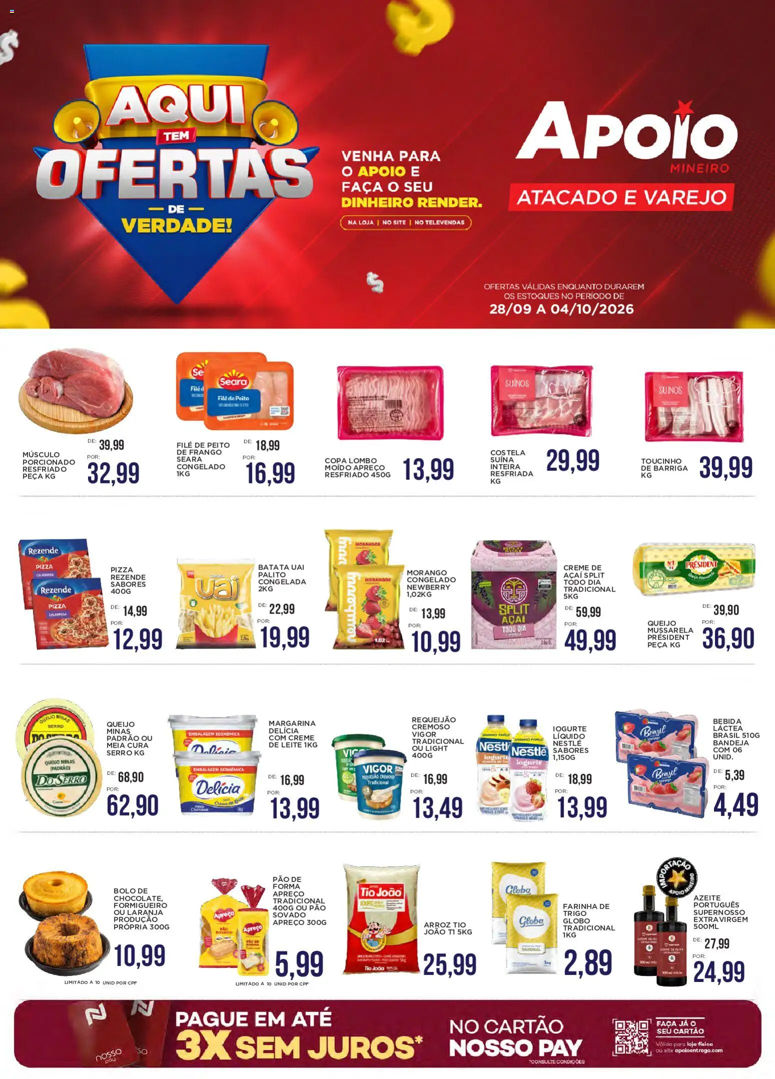 Apoio Mineiro Folheto - válido de 28/09/2026 | Página: 1 | Produtos: Lombo, Pão, Bebida, Azeite