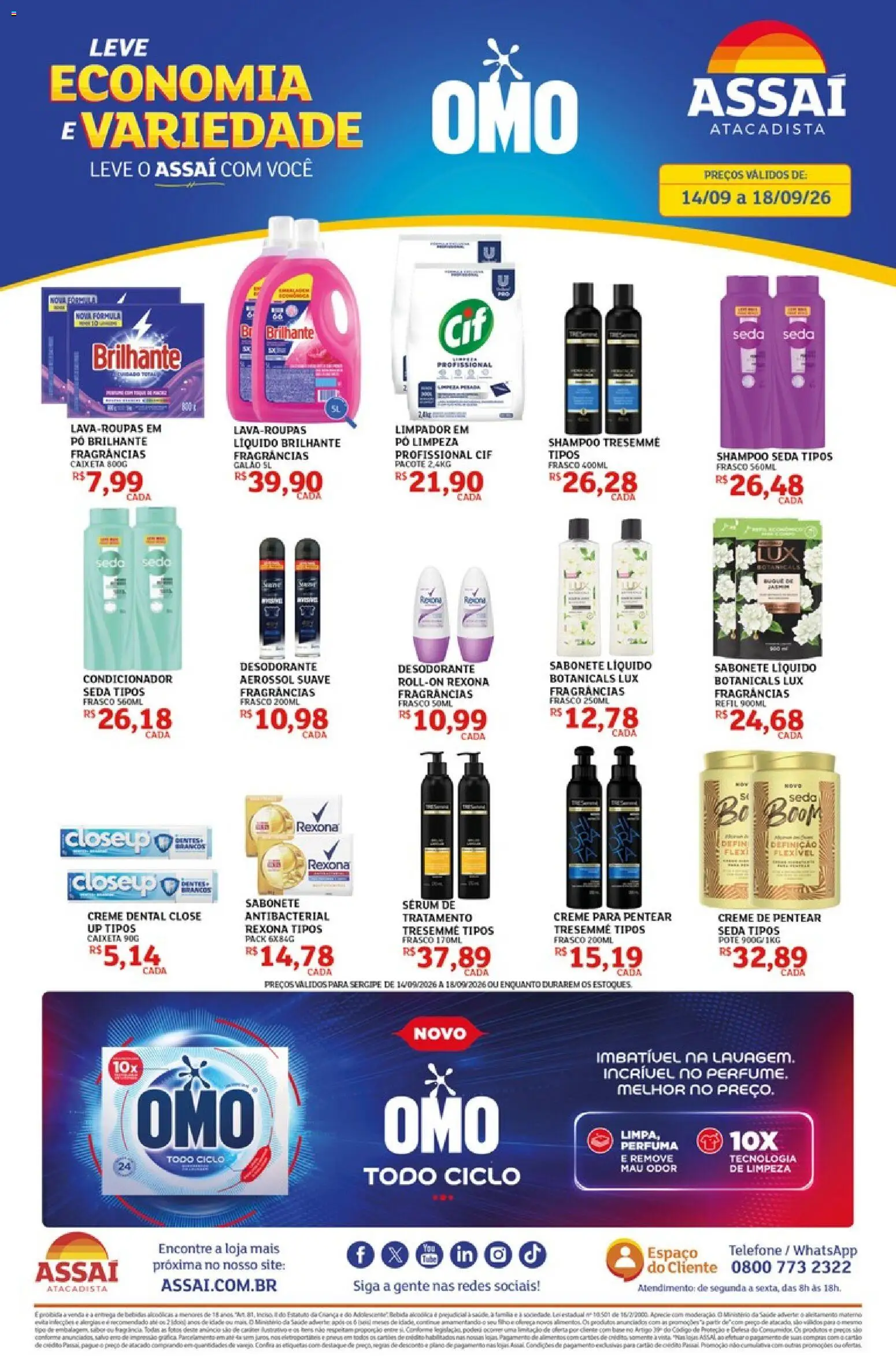 Assaí Atacadista Folheto - válido de 14/09/2026 | Página: 1 | Produtos: Alimentos, Sabonete, Rexona, Creme para pentear