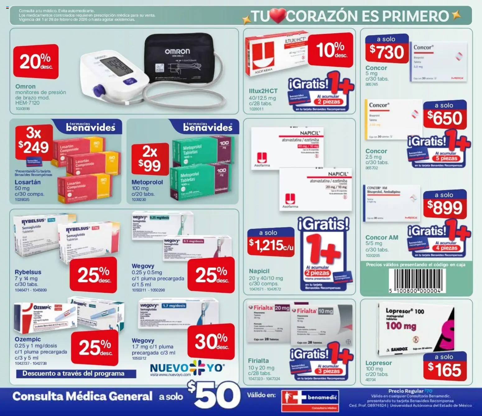 Nuevas ofertas de Farmacia Benavides válidas en toda la República Mexicana desde el 01/01/2026. ¡Encuentra las mejores ofertas en Farmacia Benavides catálogo! | Página: 7 | Productos: Caja