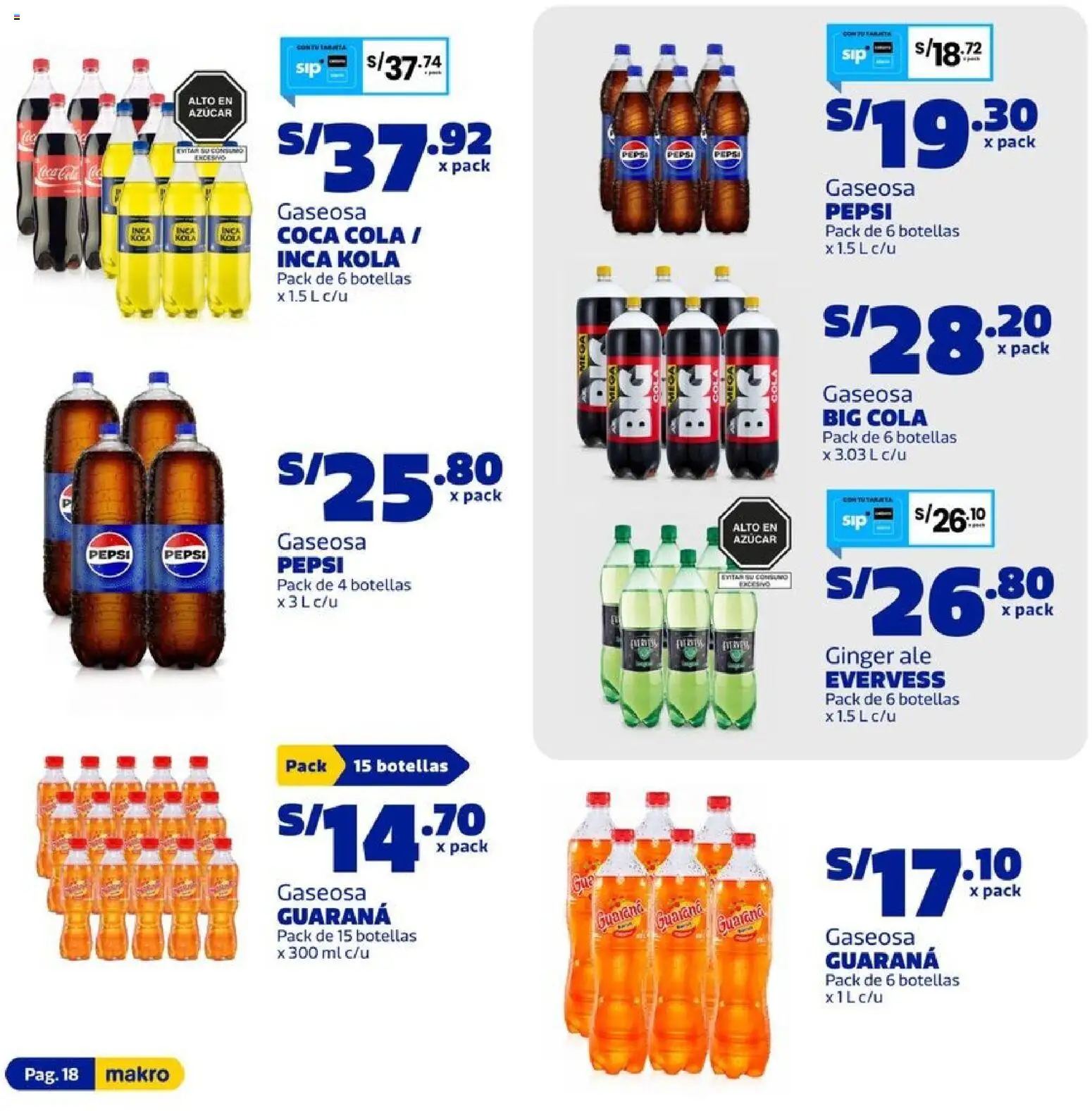 Catálogo Makro válido desde 13/08/2026 | Página: 18 | Productos: Pepsi, Azúcar