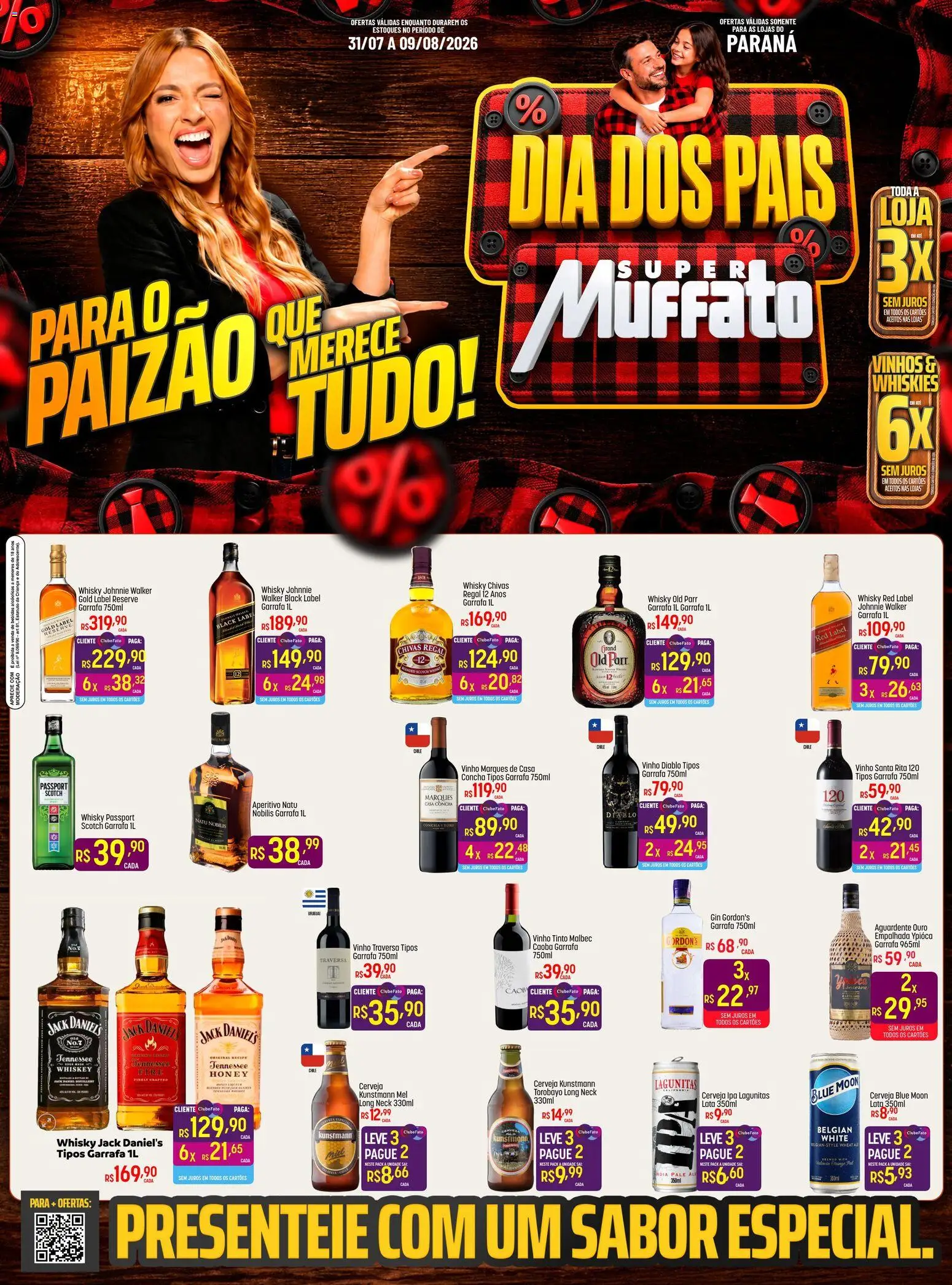 Super Muffato Folheto - válido de 31/07/2026 | Página: 1 | Produtos: Whisky, Vinho, Gin, Mel