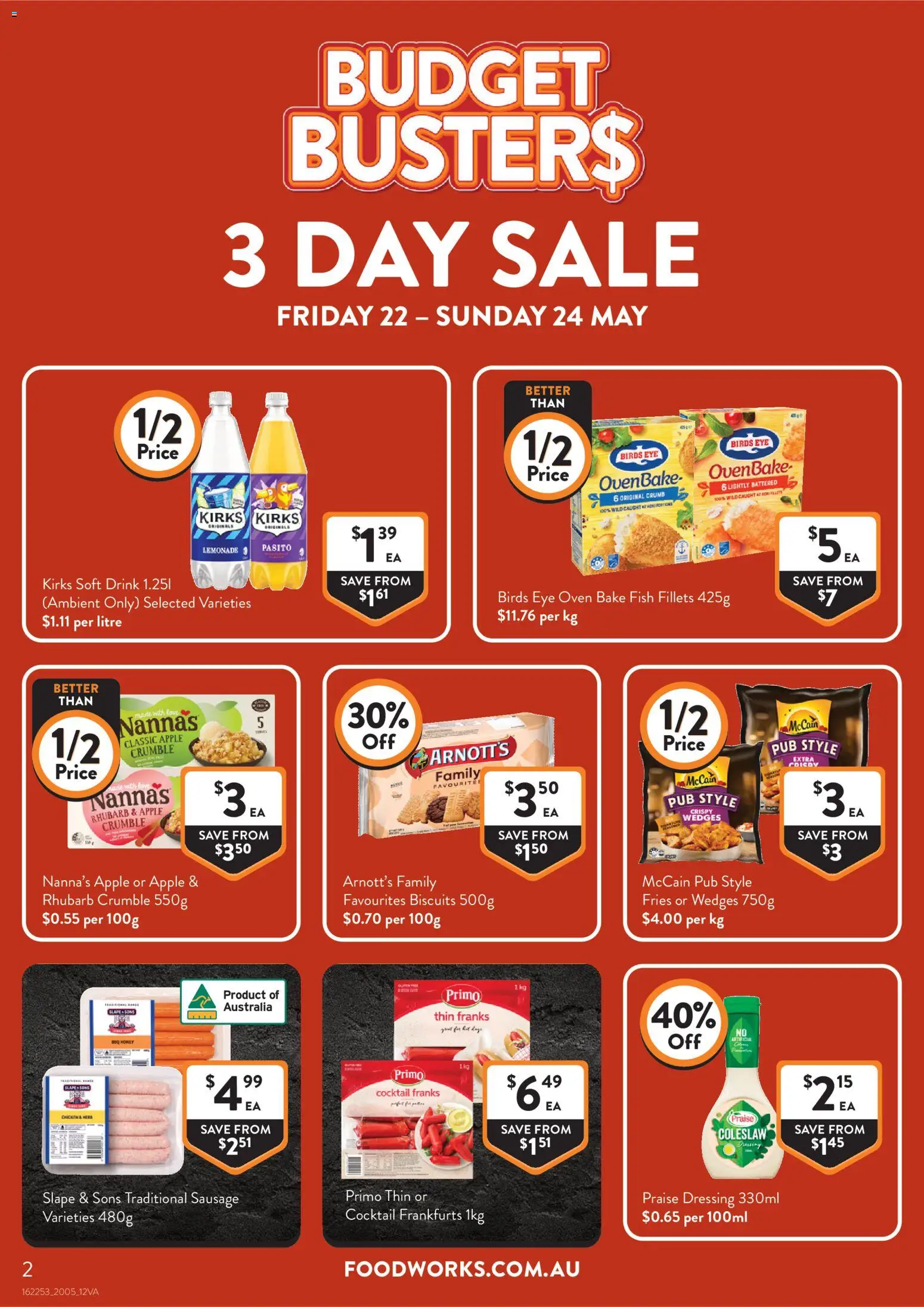 Foodworks catalogue - valid from 20.05.2026 | Page: 2 | Products: Honey, Biscuits, Sausage, Oven