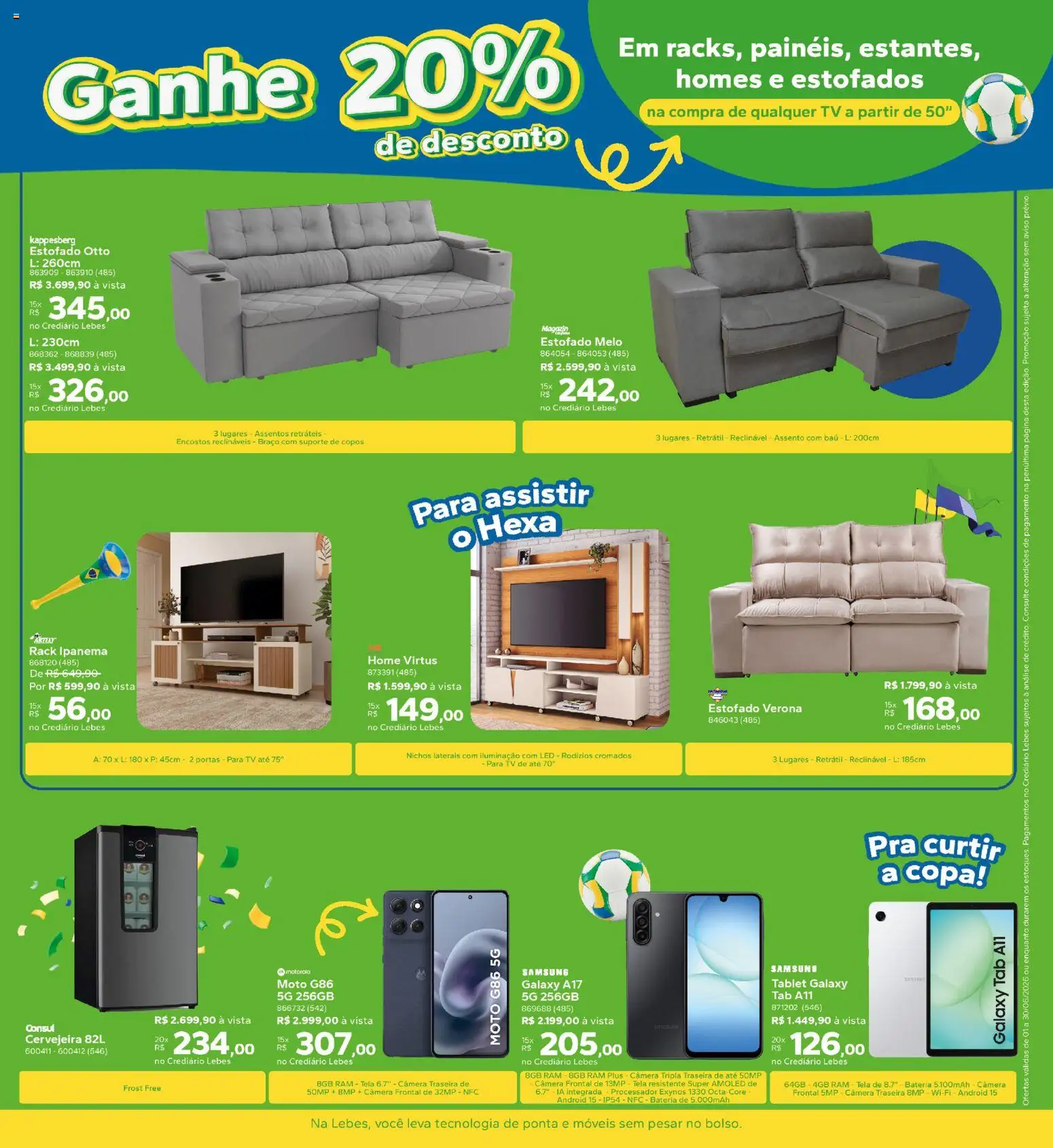 Lebes Folheto - válido de 01.06.2026 | Página: 7 | Produtos: Tablet, Copa, Tv, Rack