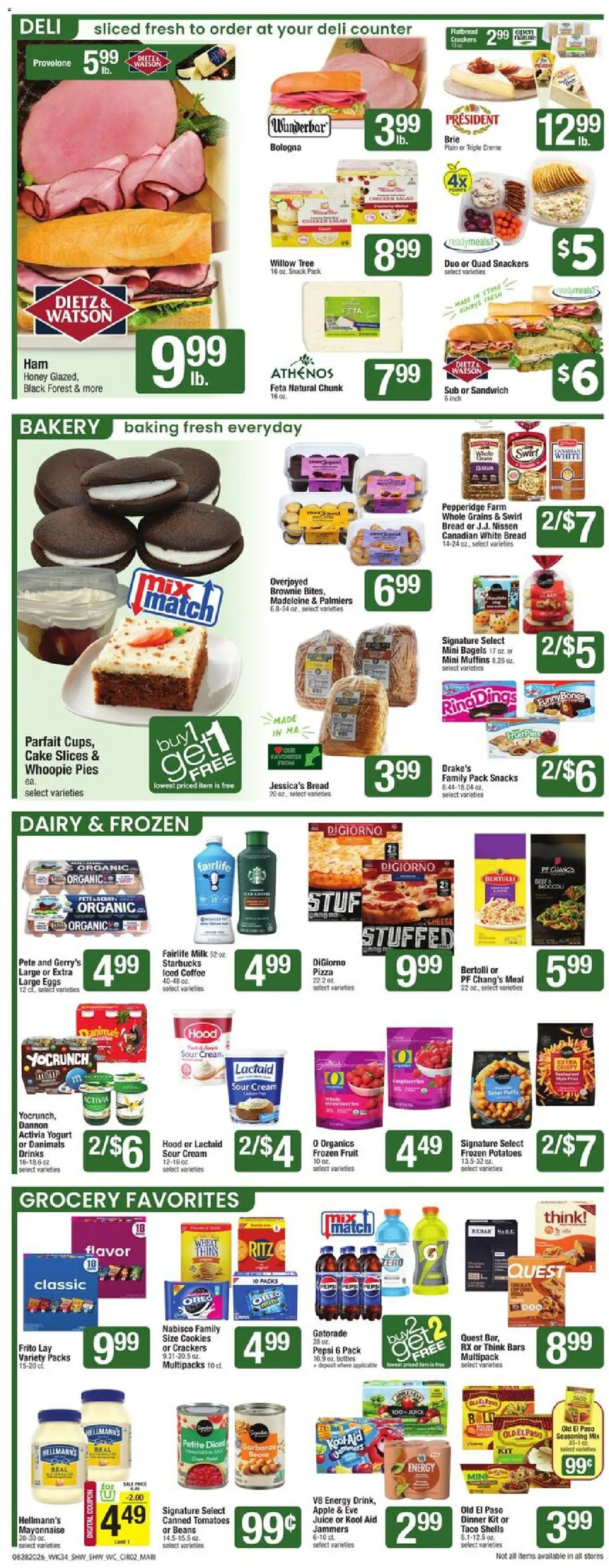 Shaw's Weekly Ad - valid from 08/28/2026 | Page: 2 | Products: Crackers, Grains, Chicken, Sour cream