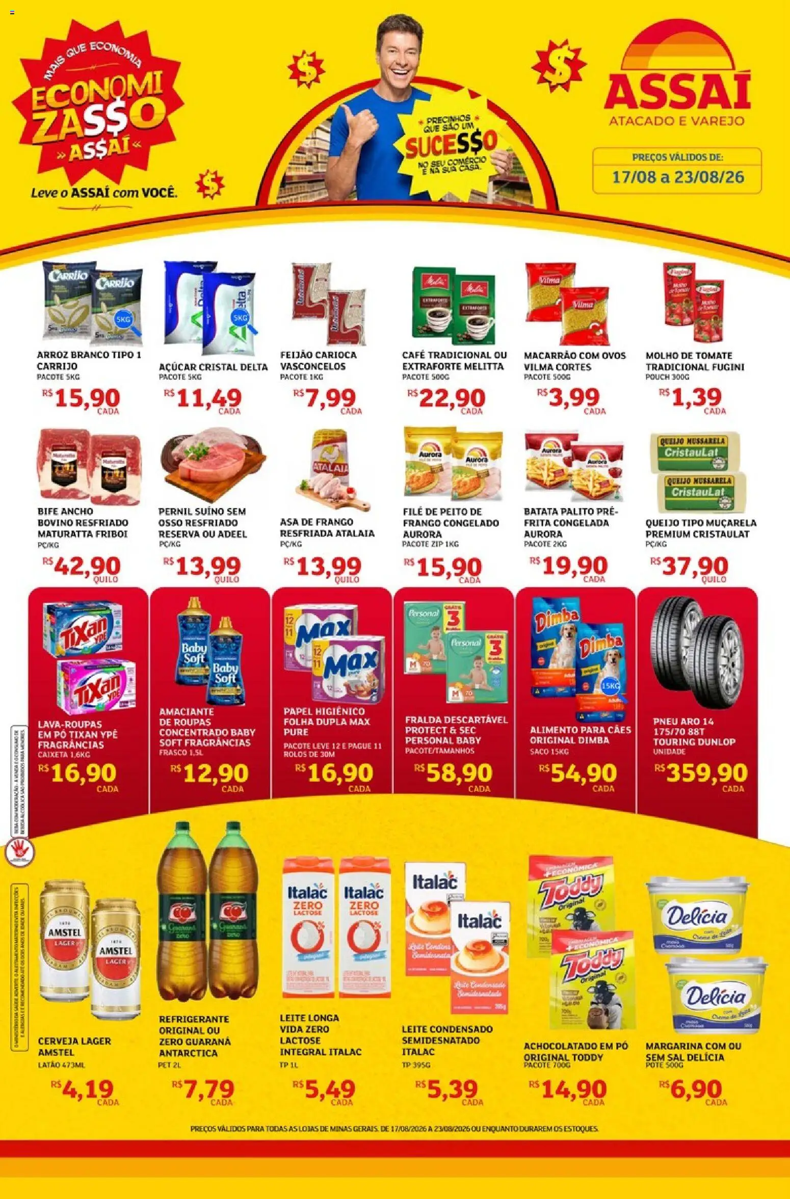 Assaí Atacadista Folheto - válido de 17/08/2026 | Página: 1 | Produtos: Pneu, Asa de frango, Frango, Amaciante