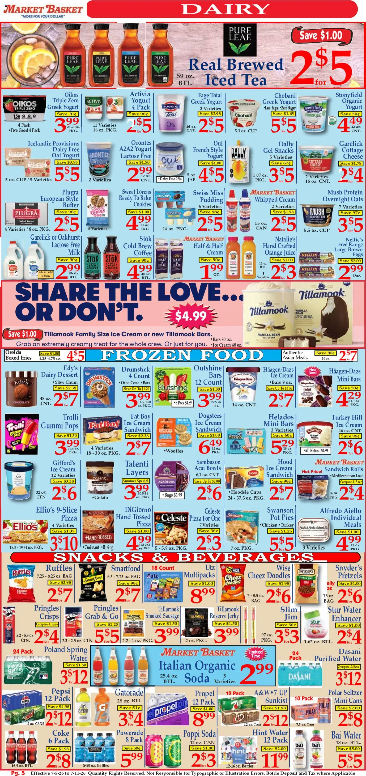 Market Basket Ad - valid from 07/05/2026 | Page: 5 | Products: Cheese, Cookies, Water, Sugar