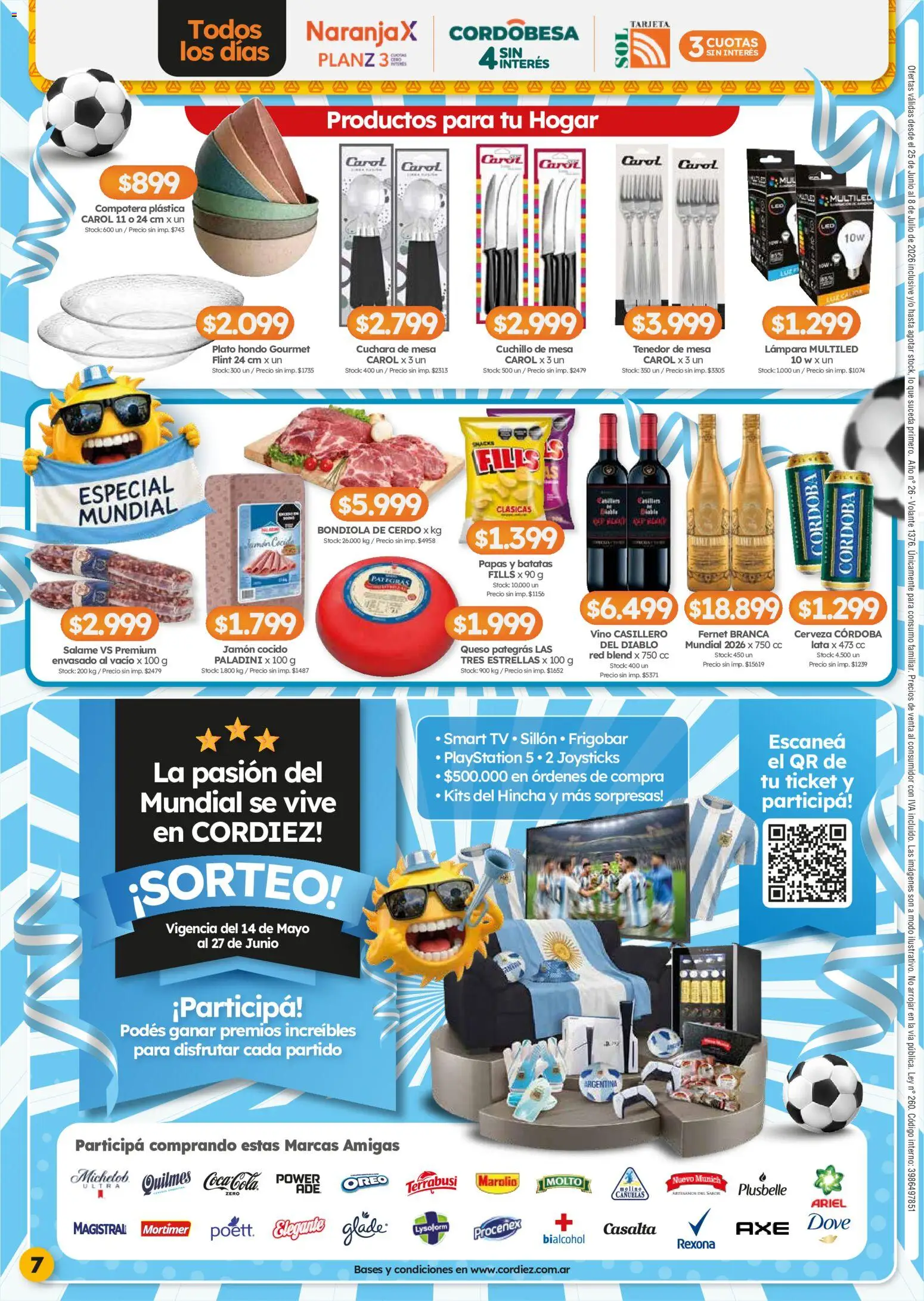 Cordiez ofertas │ válido desde el 25/06/2026 | Página: 7 | Productos: Jamón cocido, Queso, Vino, Frigobar