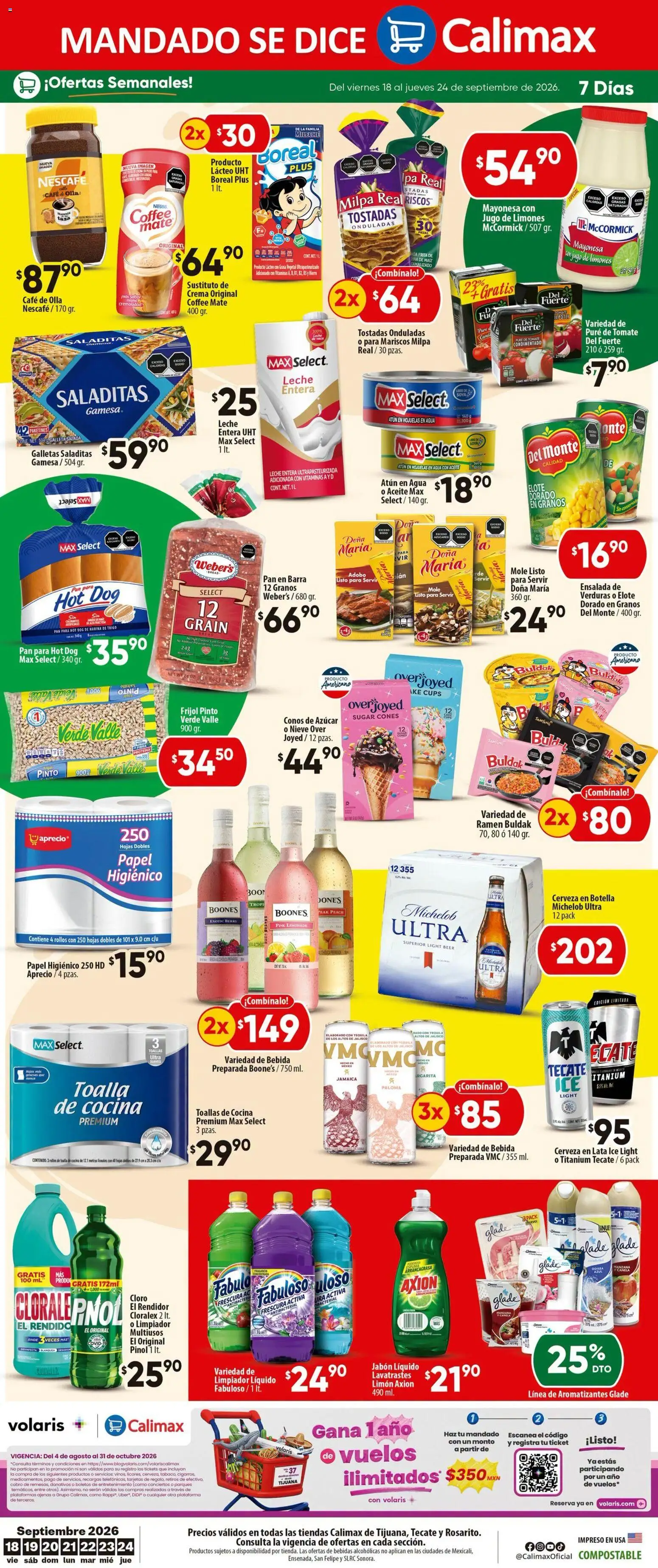 Nuevas ofertas de Calimax válidas en toda la República Mexicana desde el 18/09/2026. ¡Encuentra las mejores ofertas en Calimax folleto! | Página: 4 | Productos: Maíz, Aceite, Hojuelas, Limones