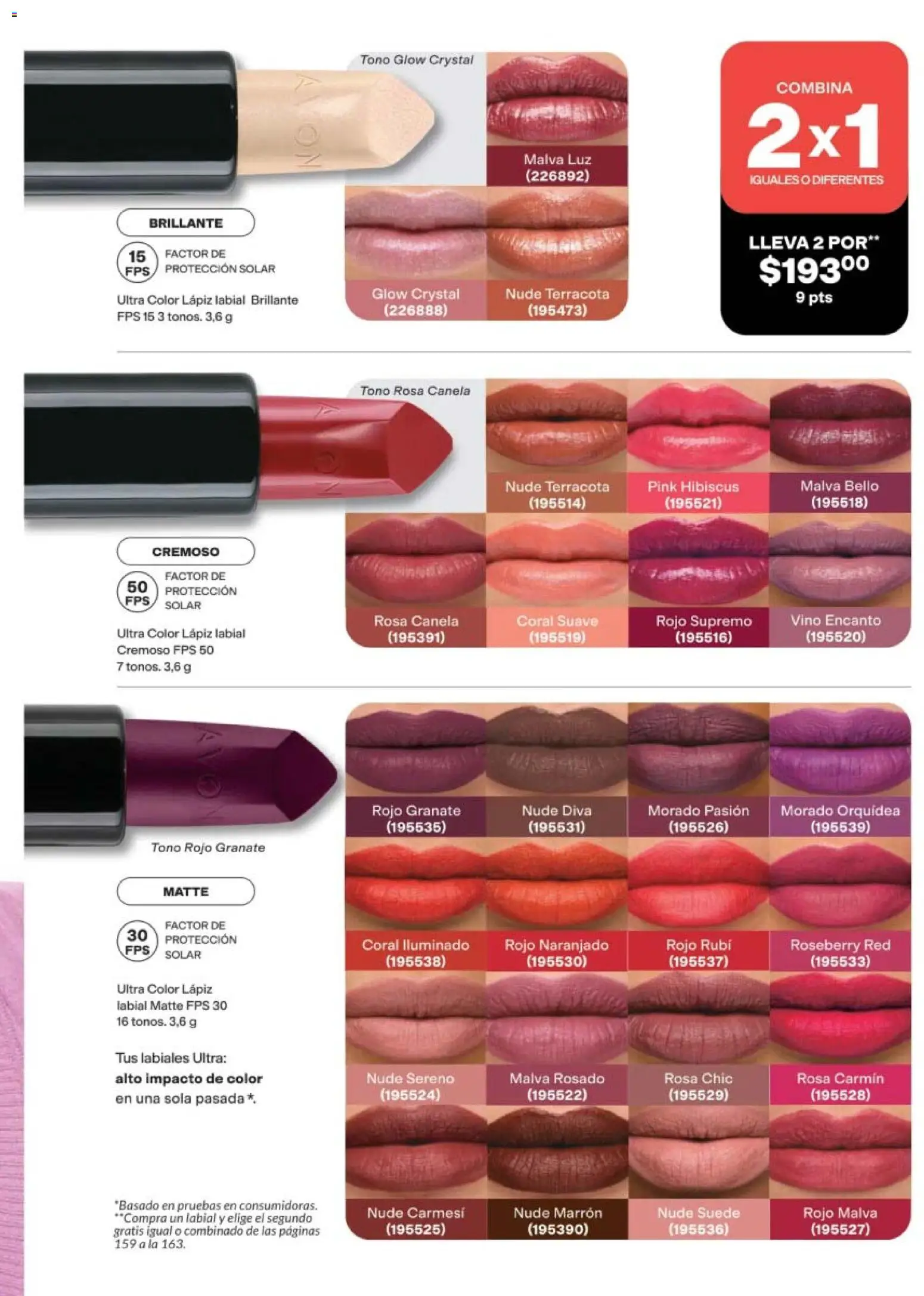 Nuevas ofertas de AVON válidas en toda la República Mexicana desde el 10/07/2026. ¡Encuentra las mejores ofertas en AVON campaña 11 2026! | Página: 159 | Productos: Orquídea, Vino, Lápiz labial