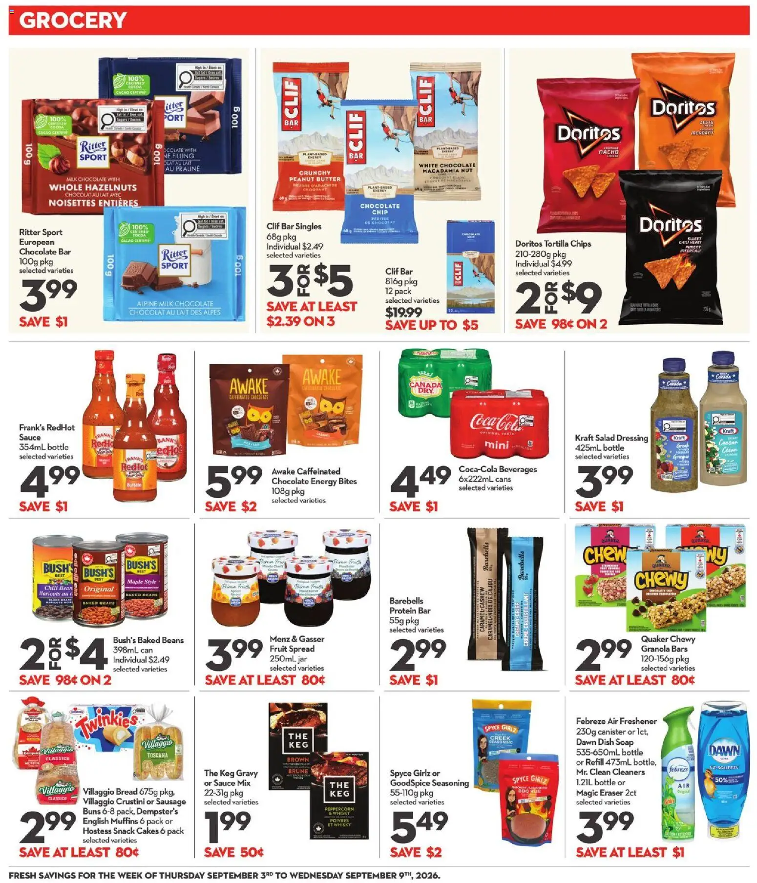 Longo's flyer valid from Sep 3, 2026 | Page: 14 | Products: Chips, Muffins, Chili, Bread