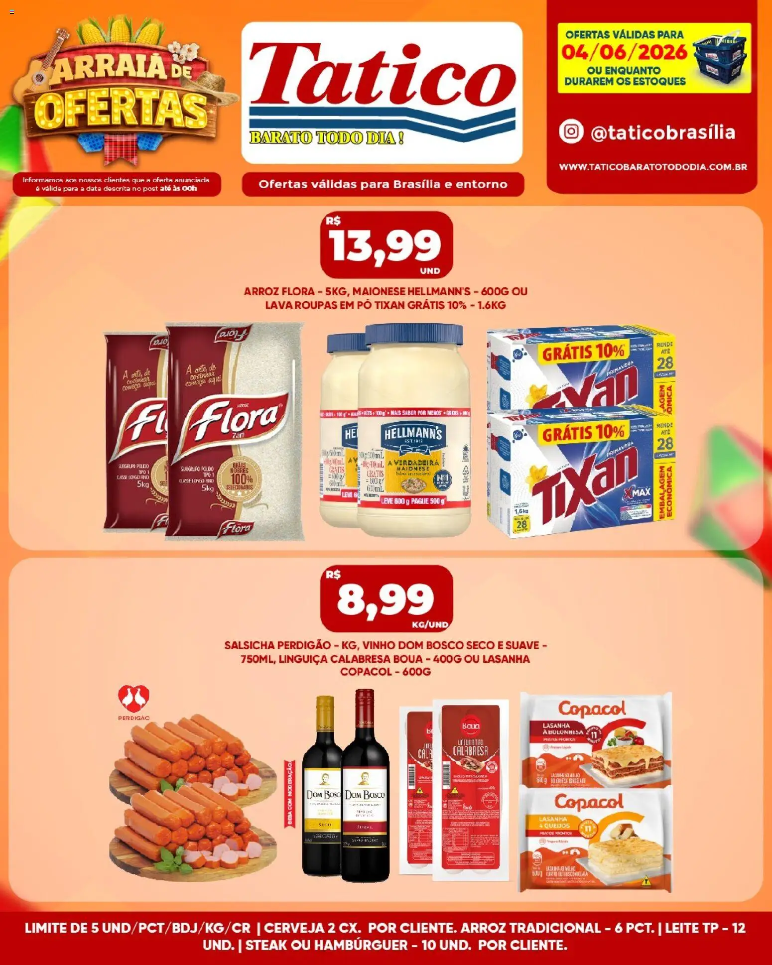Tatico Folheto - válido de 05.06.2026 | Página: 29 | Produtos: Leite, Vinho, Roupas, Hambúrguer