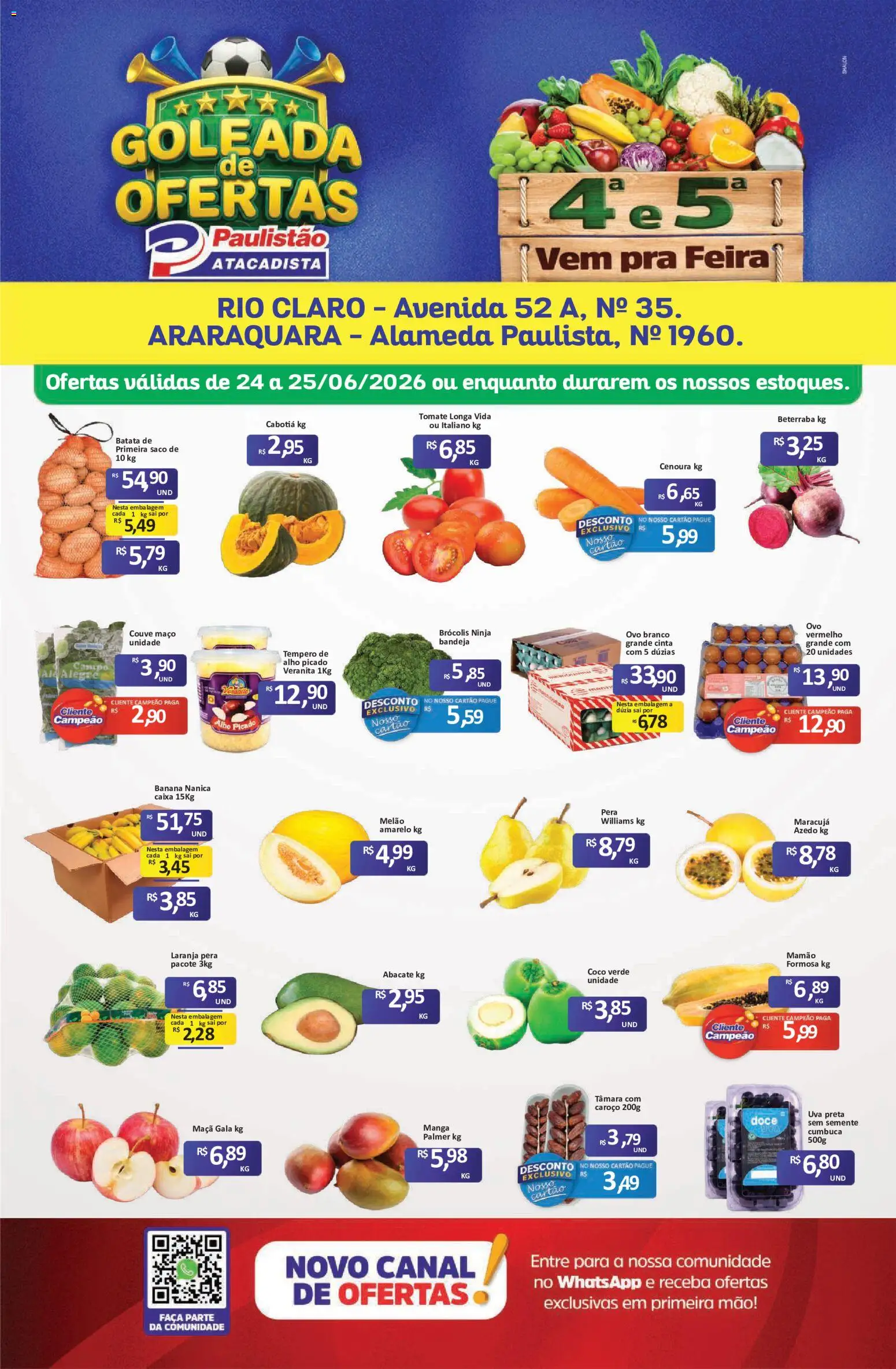 Savegnago Folheto - válido de 24/06/2026 | Página: 1 | Produtos: Alho, Faca, Brócolis, Batata