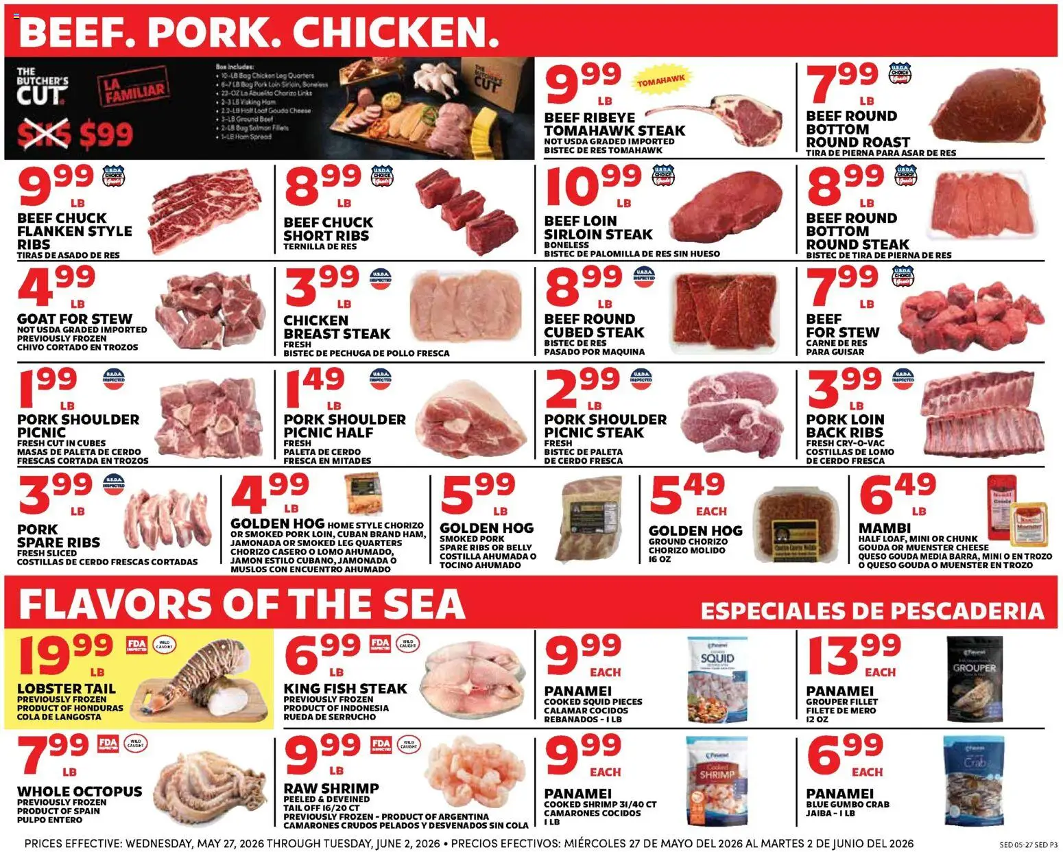 Sedano's Weekly Ad - valid from 27.05.2026 | Page: 3 | Products: Box, Cheese, Fish, Beef