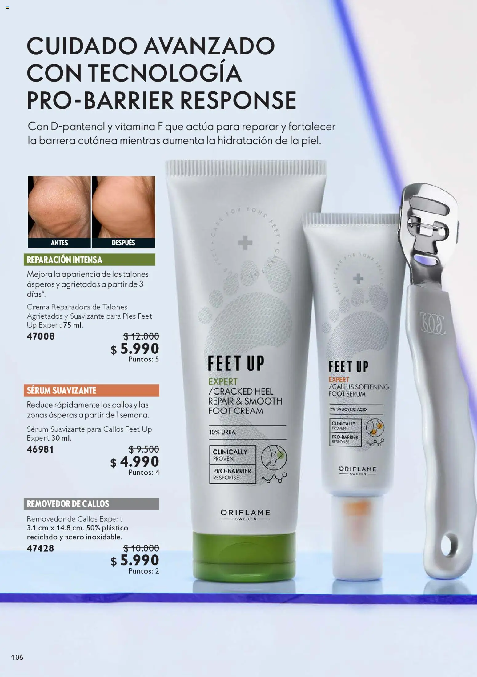 Oriflame Catálogo │ válido desde el 09.05.2026 | Página: 108 | Productos: Removedor de callos, Suavizante, Crema, Serum