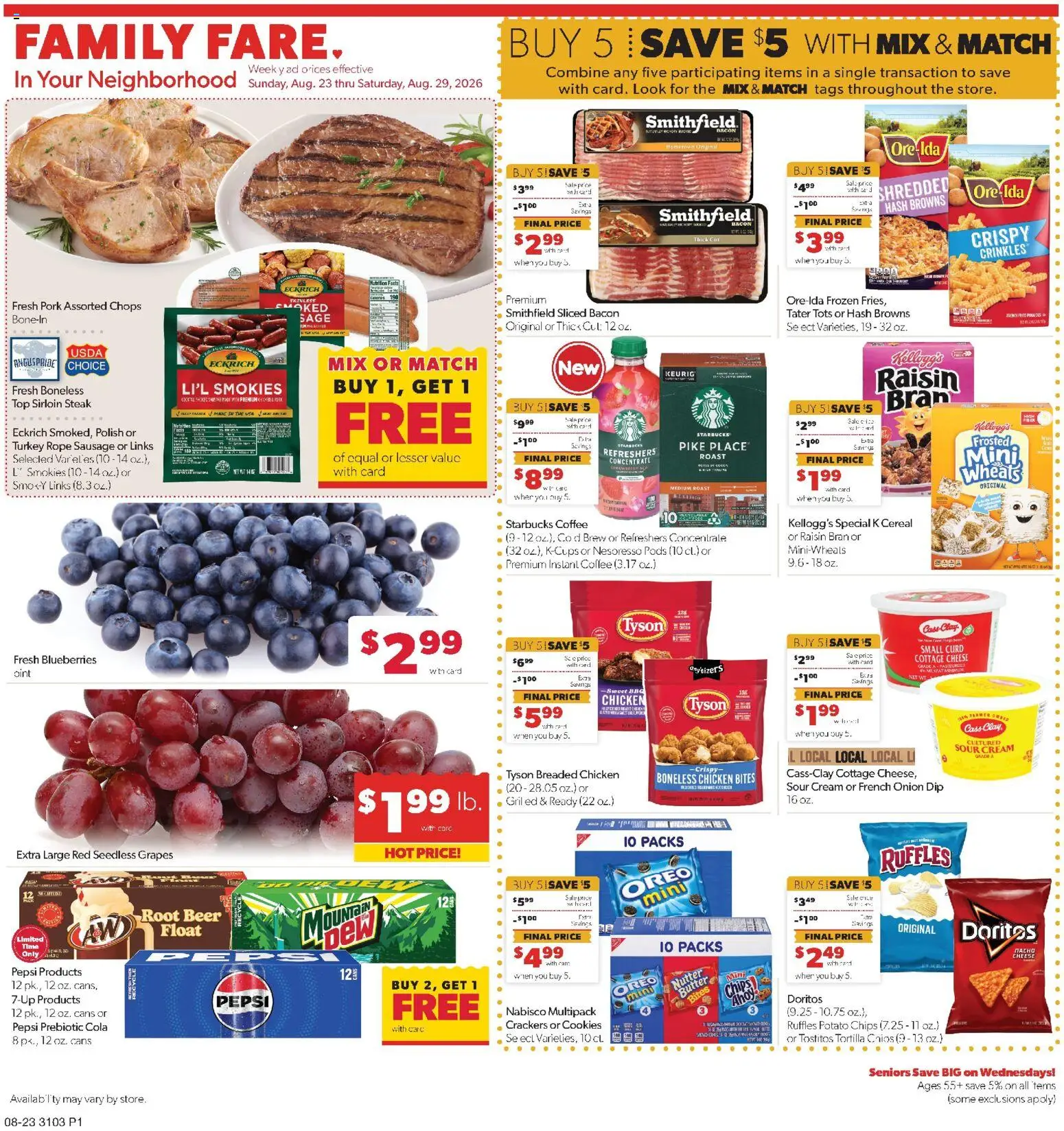 Family Fare Weekly Ad - ND - valid from 08/23/2026 | Page: 1 | Products: Turkey, Cheese, Beer, Steak