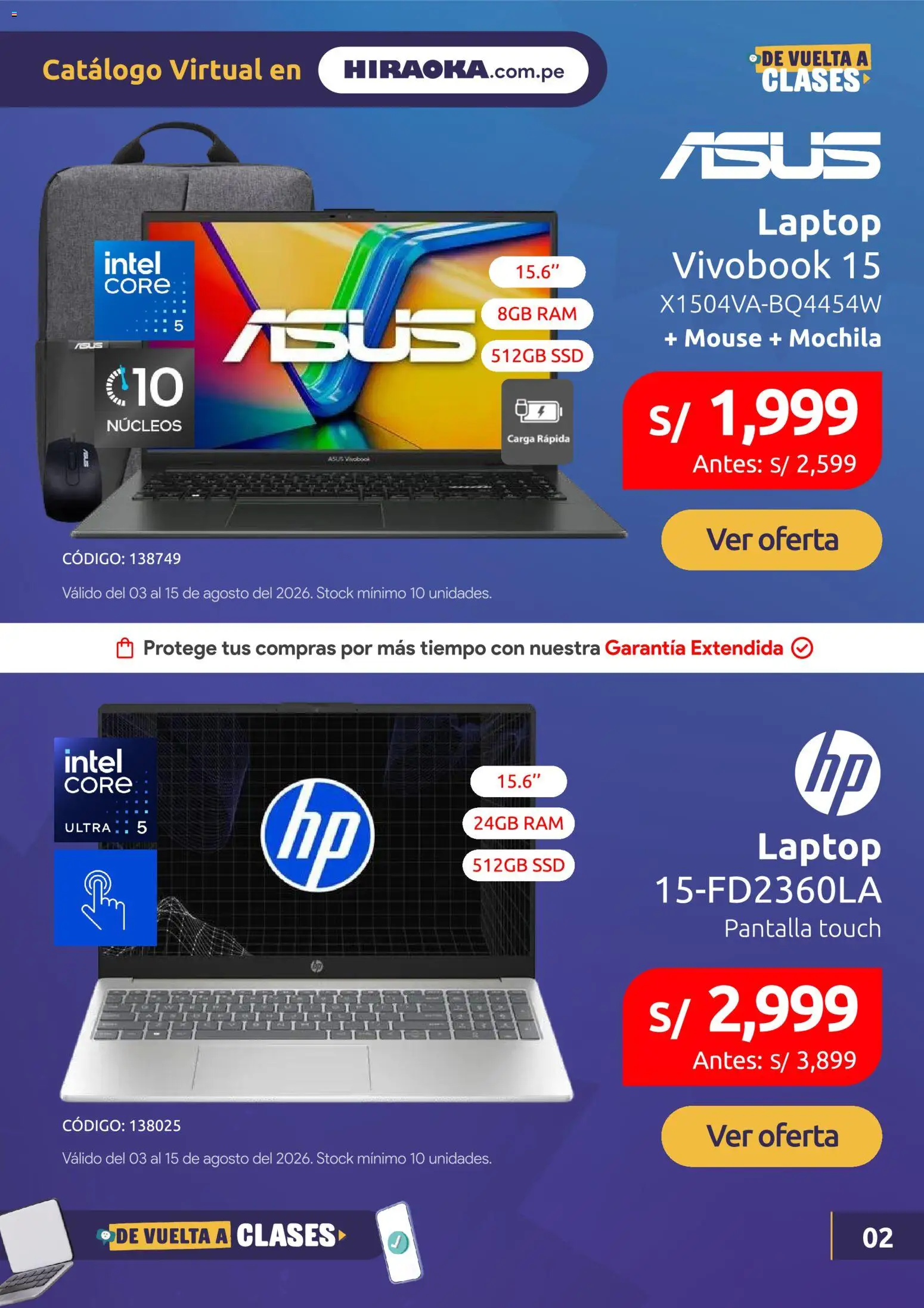 Catálogo Hiraoka válido desde 03/08/2026 | Página: 3 | Productos: Mochila, Mouse, Laptop