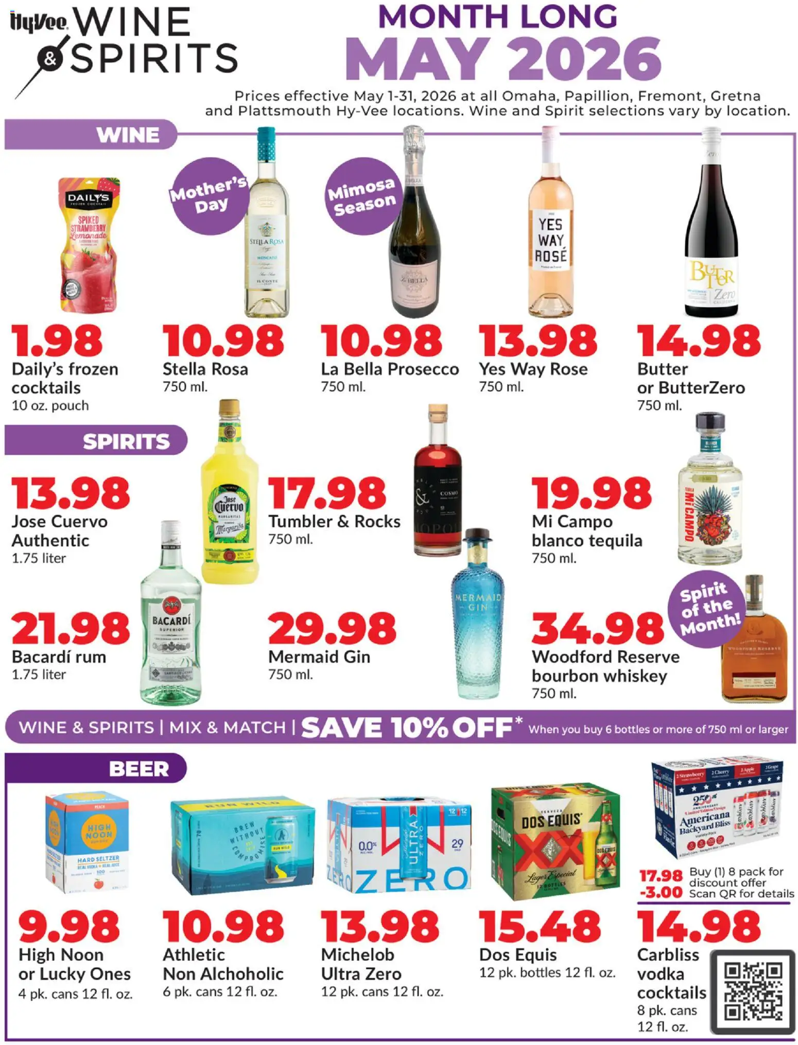 HyVee Wine & Spirits Monthlong - valid from 01.05.2026 | Page: 1 | Products: Wine, Beer, Gin, Whiskey