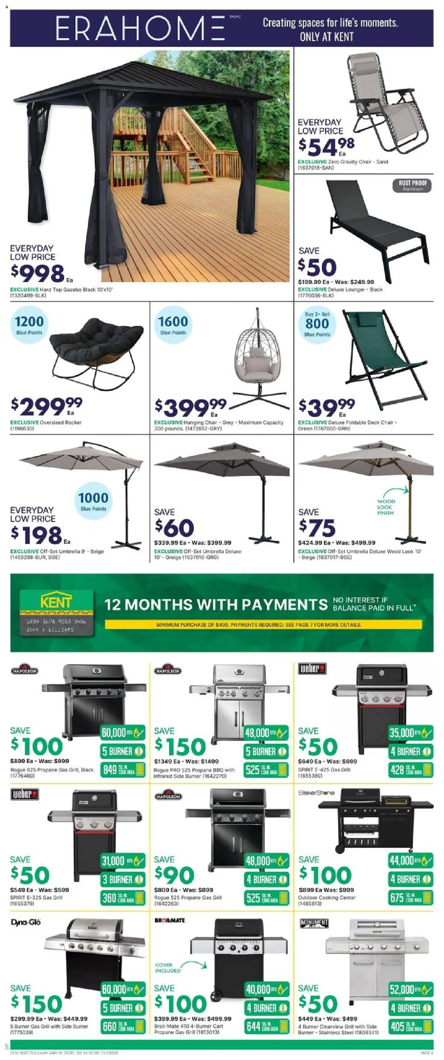 Kent flyer valid from 11.06.2026 | Page: 4 | Products: Umbrella, Grill, Deck chair, Chair