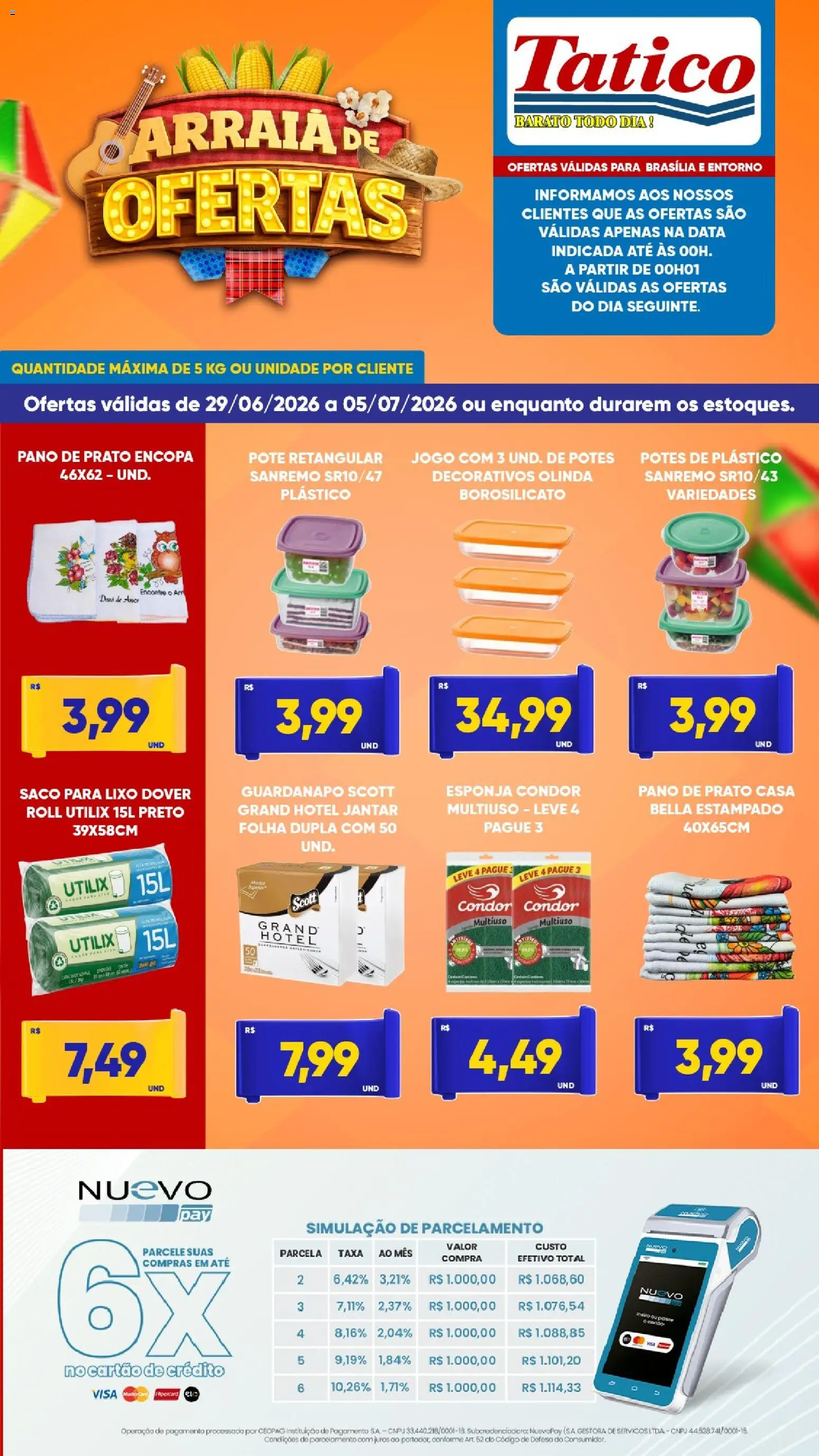 Tatico Folheto - válido de 29/06/2026 | Página: 10 | Produtos: Saco para lixo, Pano de prato, Potes, Guardanapo
