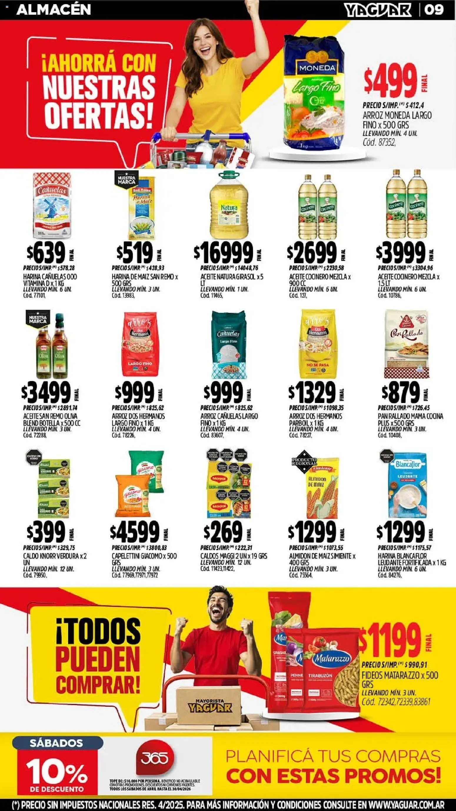 Yaguar - Oferta Semanal San Juan │ válido desde el 11.05.2026 | Página: 9 | Productos: Botella, Maiz, Pan, Fideos