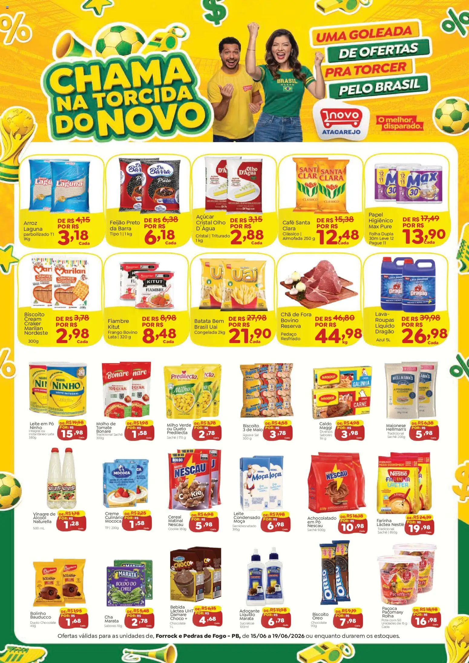 Novo Atacarejo Folheto - válido de 16.06.2026 | Página: 1 | Produtos: Bebida, Sal, Maionese, Leite em pó