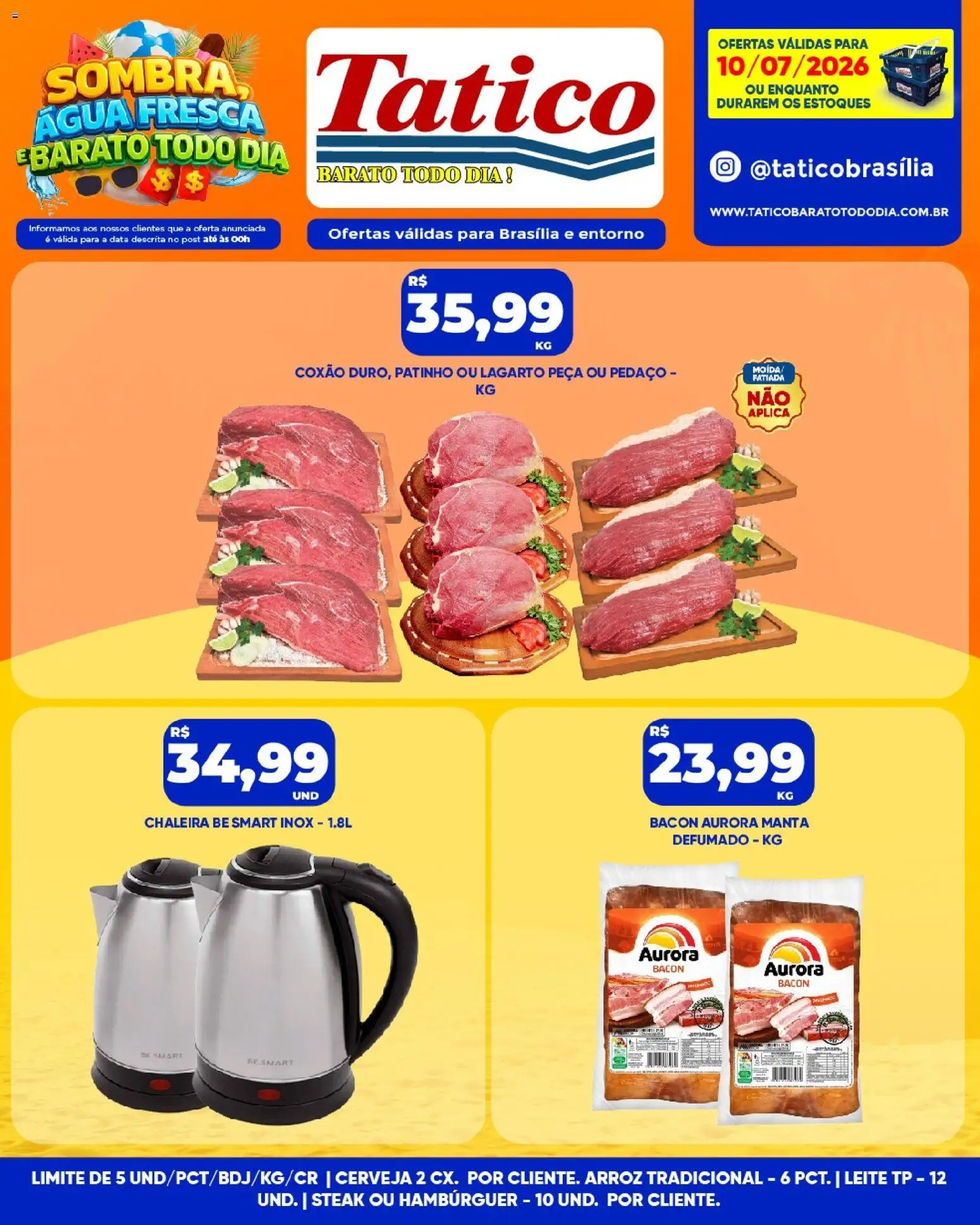 Tatico Folheto - válido de 11/07/2026 | Página: 20 | Produtos: Chaleira, Cerveja, Arroz, Hambúrguer