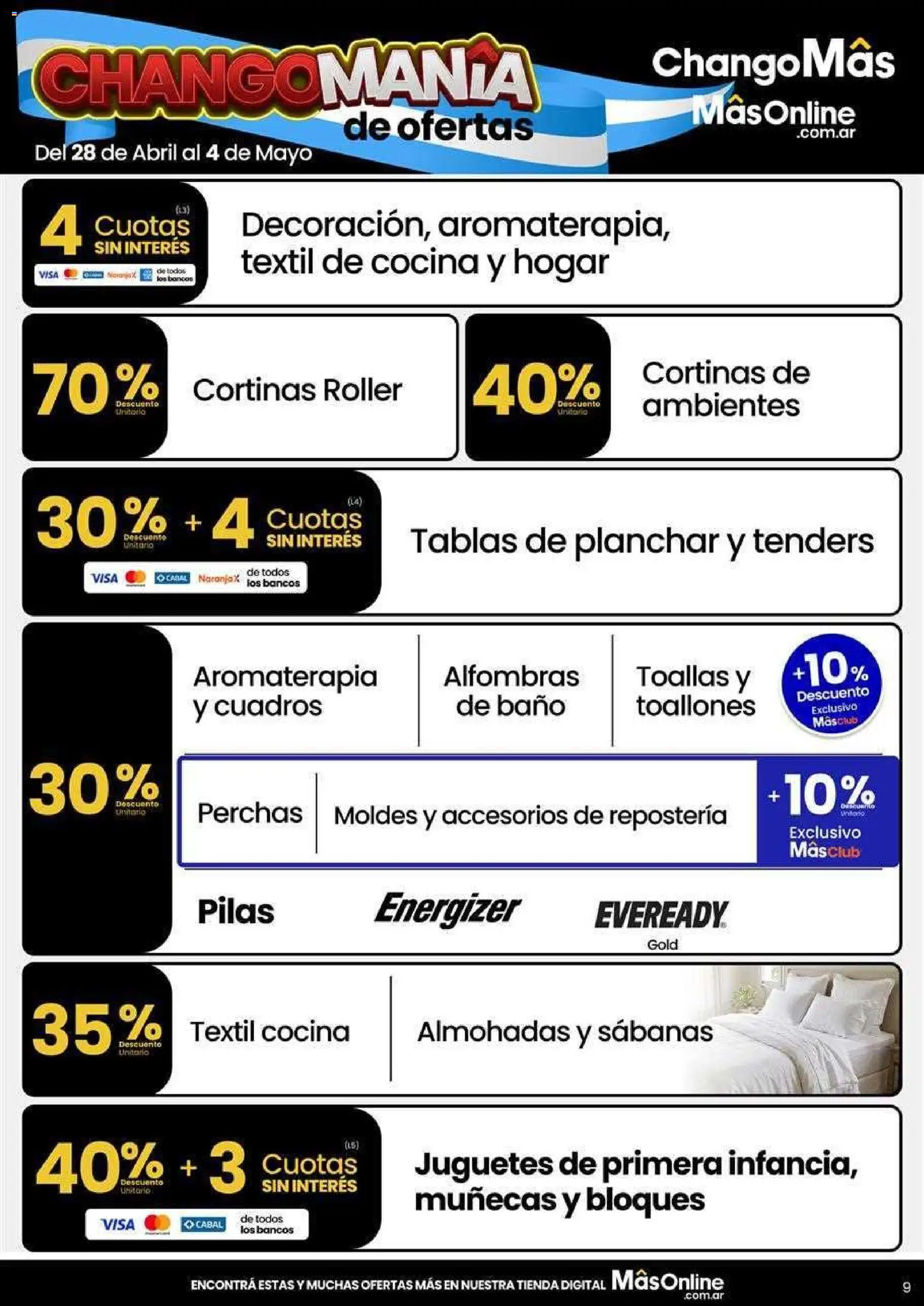 Changomas ofertas │ válido desde el 05.05.2026 | Página: 9 | Productos: Cocina, Planchar, Toallas, Pilas