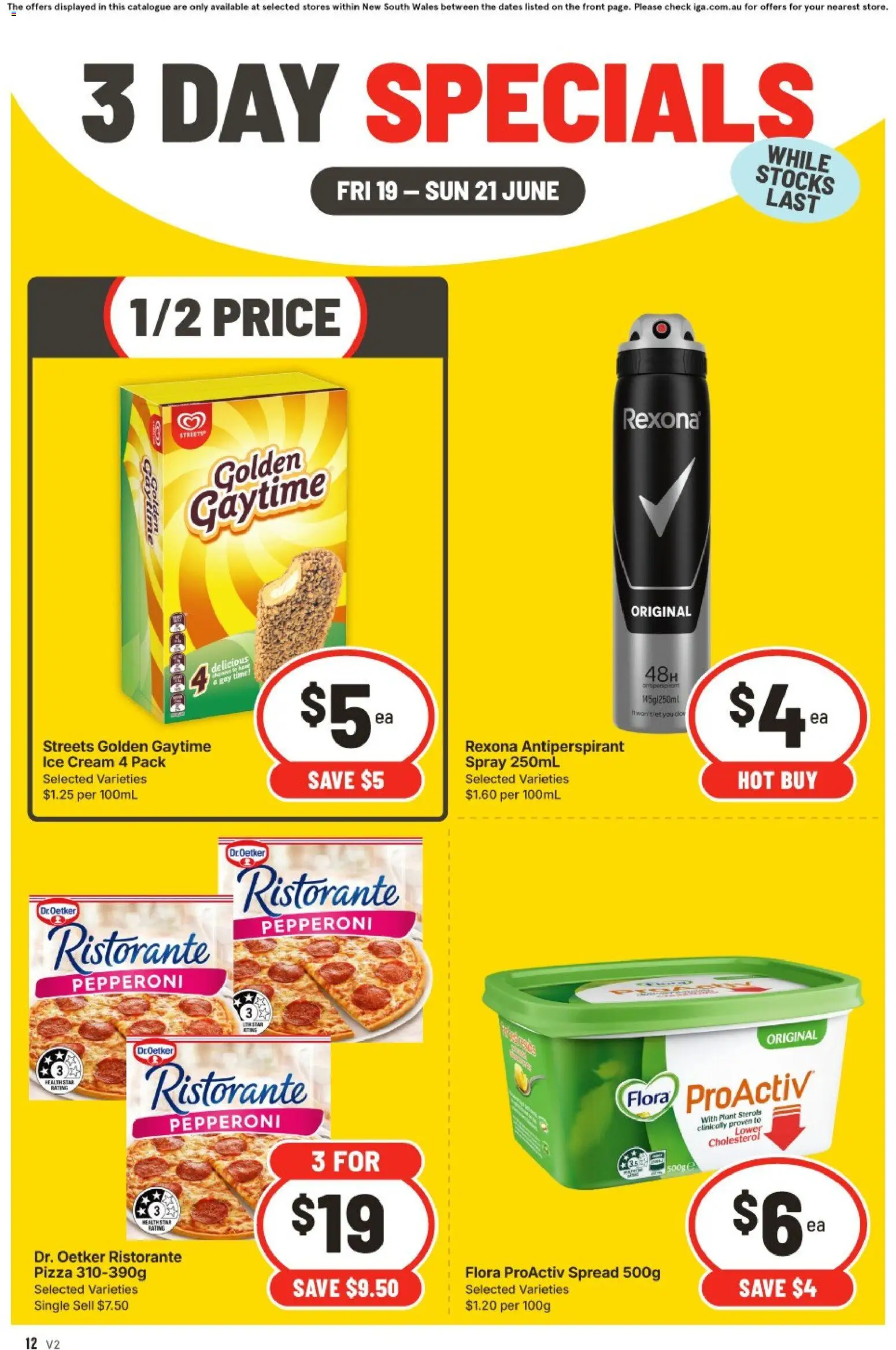 IGA catalogue - valid from 19.06.2026 | Page: 2 | Products: Pizza, Antiperspirant, Cream, Ice cream