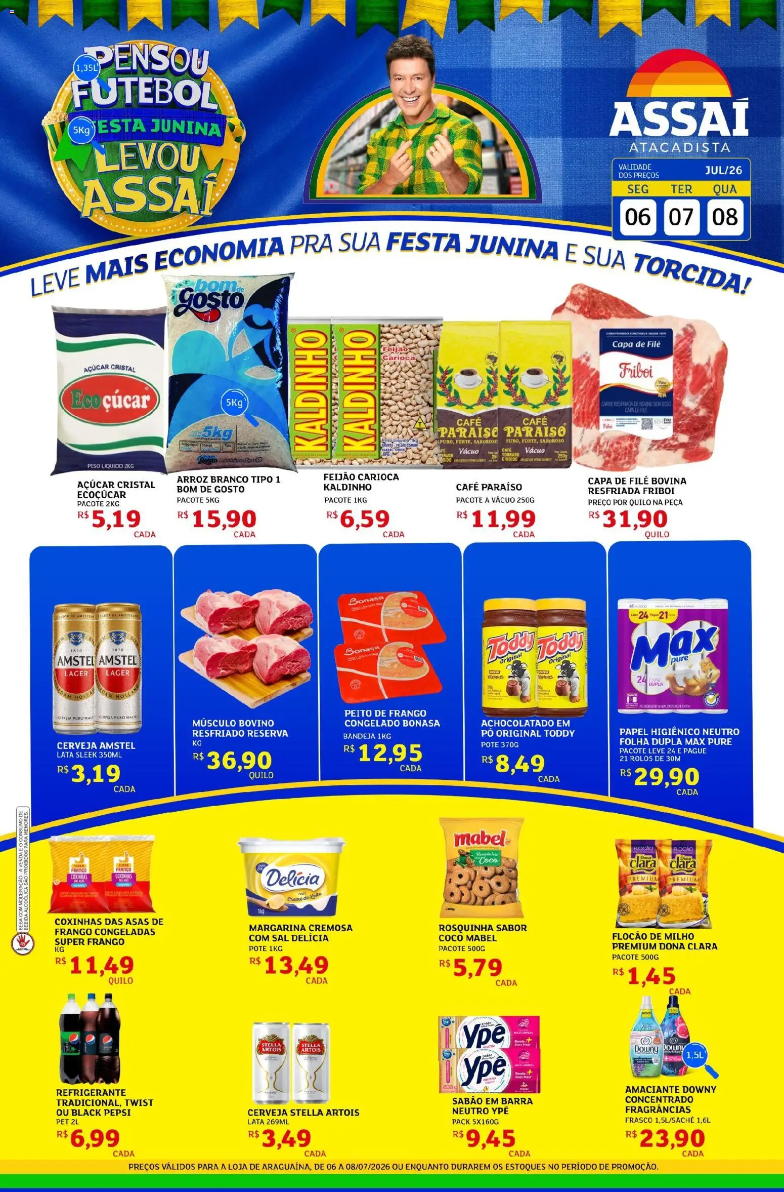 Assaí Atacadista Folheto - válido de 06/07/2026 | Página: 1 | Produtos: Sabão, Frango, Rosquinha, Amaciante