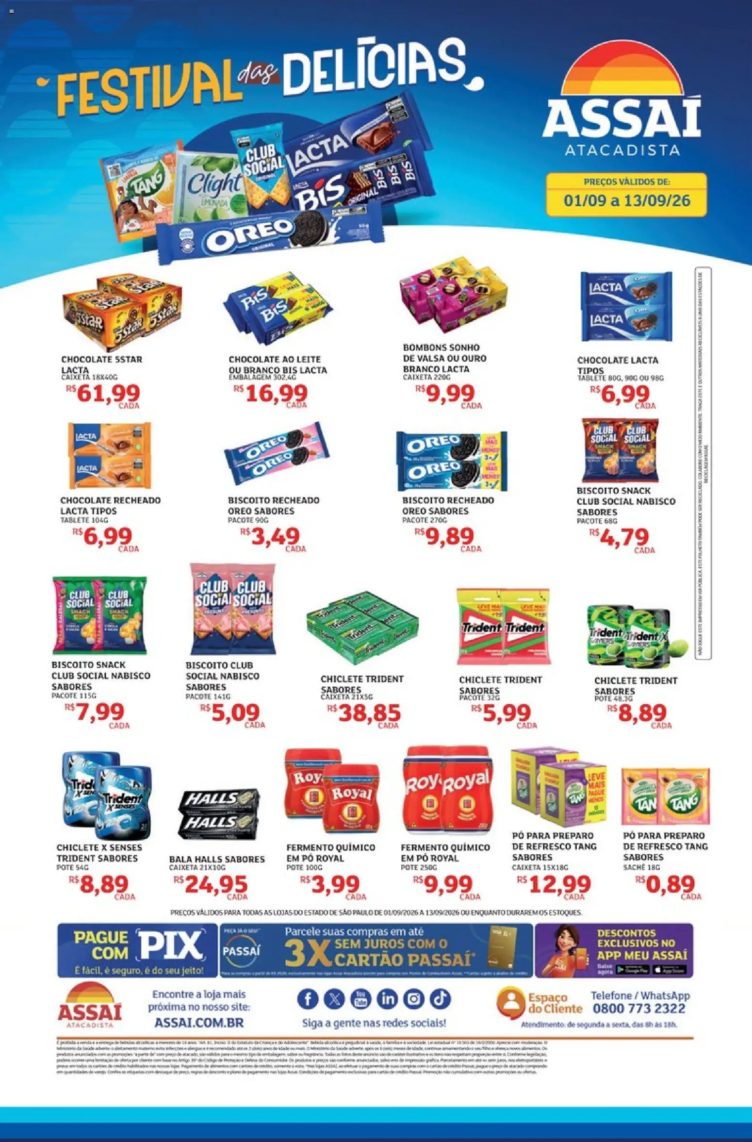 Assaí Atacadista Folheto - válido de 01/09/2026 | Página: 1 | Produtos: Biscoito, Refresco, Biscoito recheado, Bala