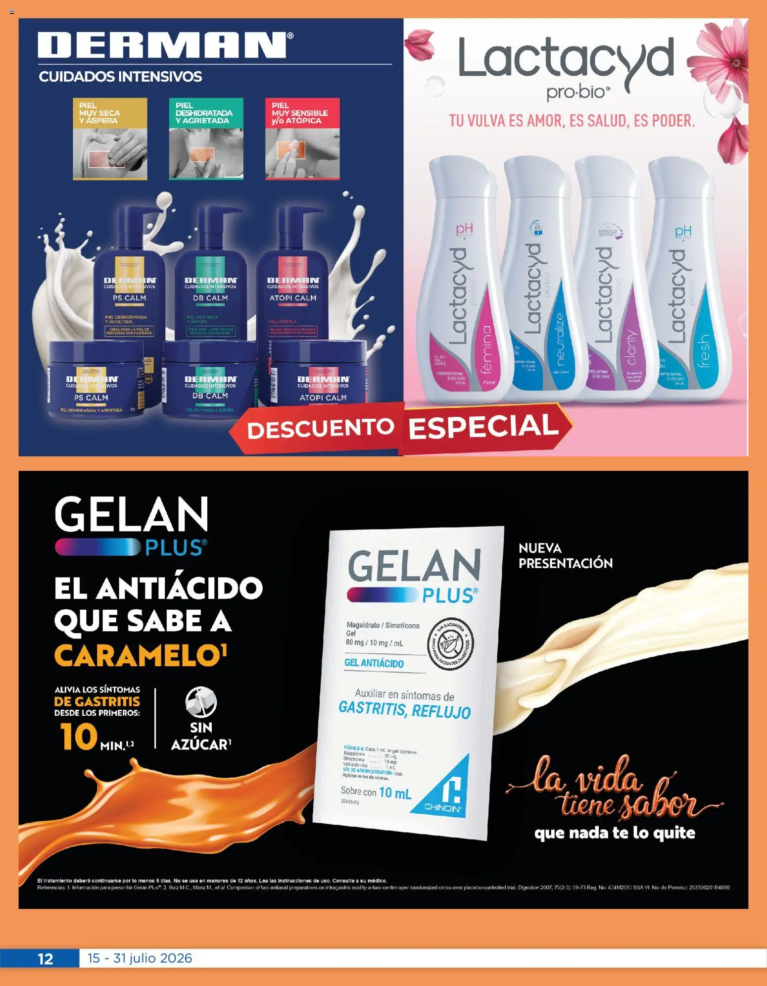 Nuevas ofertas de Chedraui válidas en toda la República Mexicana desde el 15/07/2026. ¡Encuentra las mejores ofertas en Chedraui folleto Cuidar tu salud! | Página: 12 | Productos: Antiácido, Té, Sobre