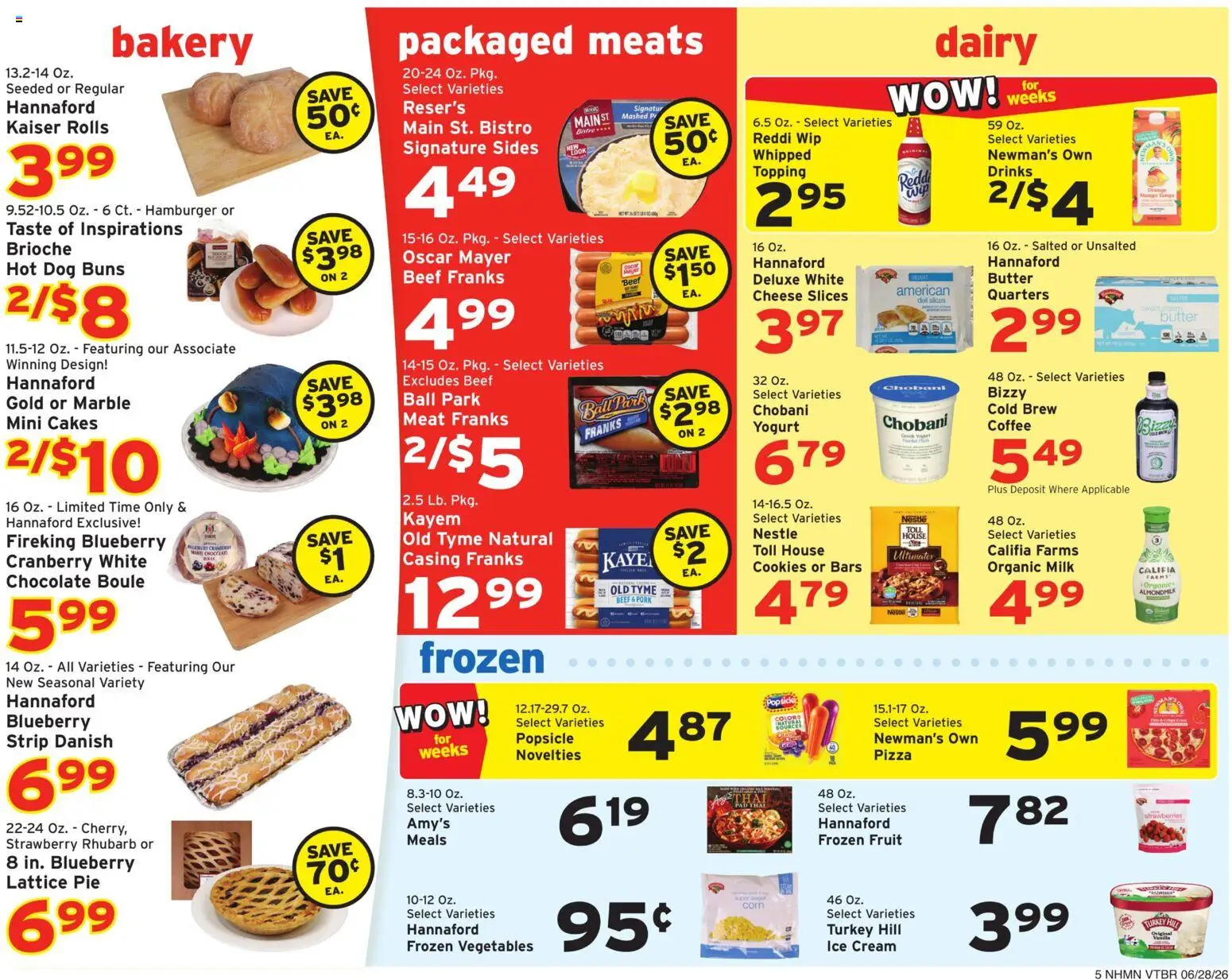 Hannaford Weekly Ad - valid from 06/28/2026 | Page: 6 | Products: Bakery, Butter, Yogurt, Beef