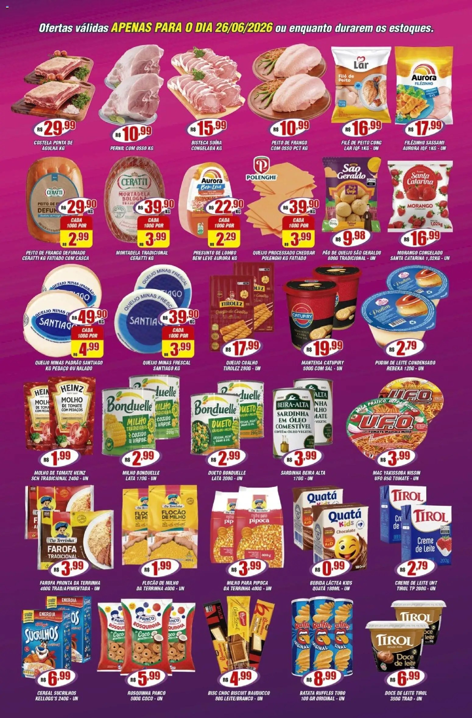 Violeta Supermercados Folheto - válido de 26/06/2026 | Página: 2 | Produtos: Pernil, Queijo, Sucrilhos, Sardinha