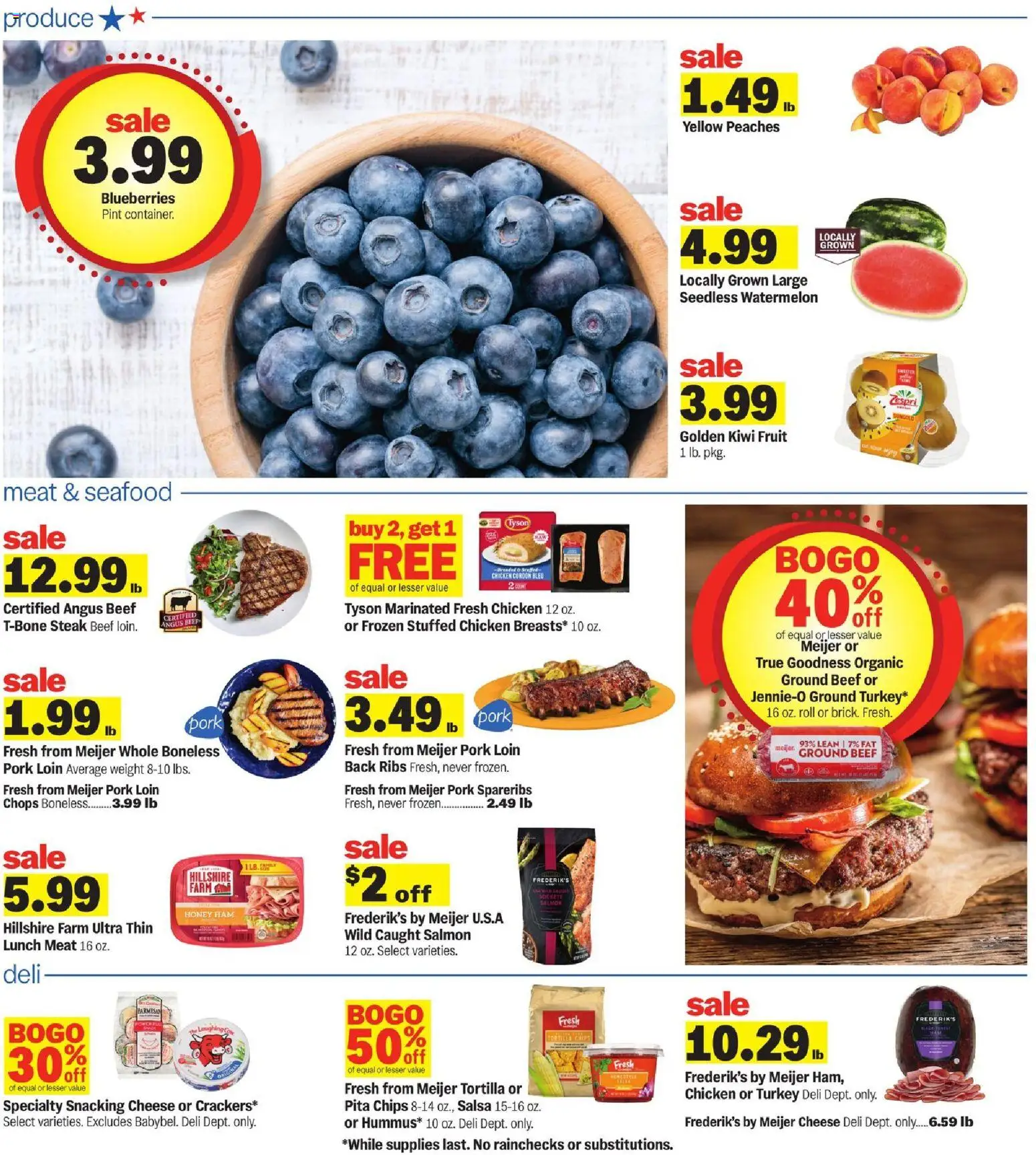 Meijer Weekly Ad - valid from 08/05/2026 | Page: 2 | Products: Peaches, Pork, Beef, Blueberries
