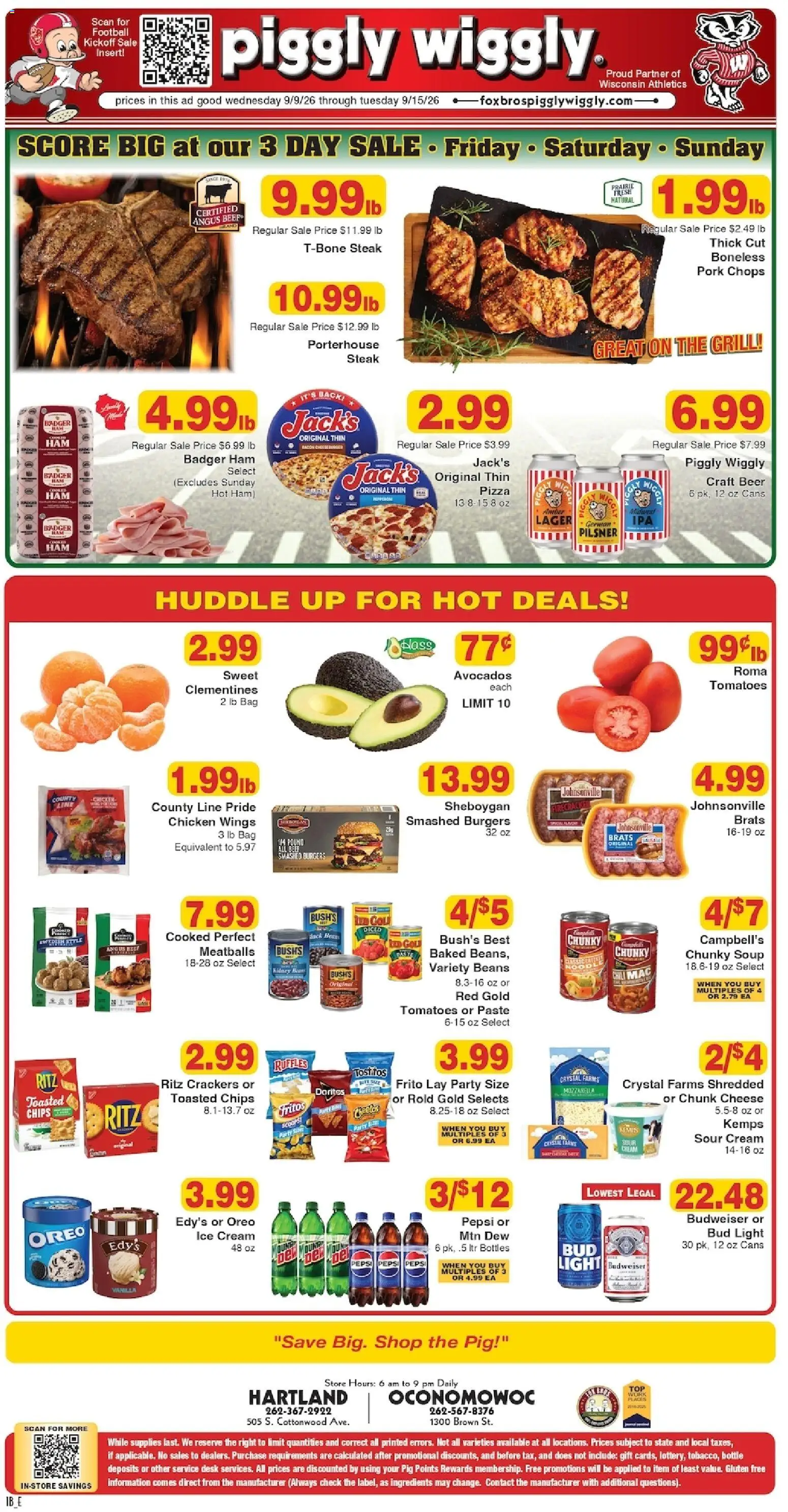 Piggly Wiggly Weekly Ad - valid from 09/09/2026 | Page: 1 | Products: Beer, Pork, Cream, Pepsi