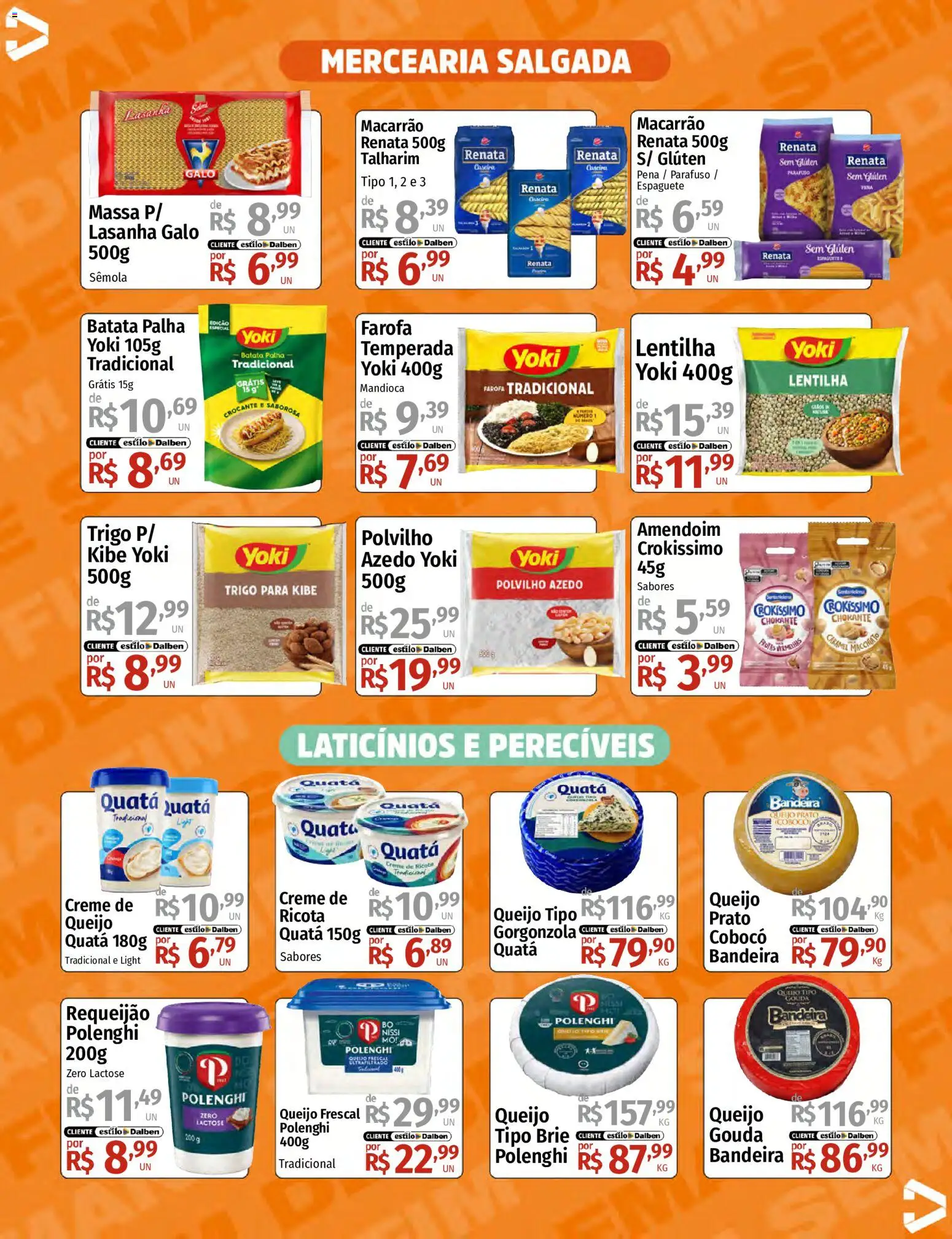 Supermercado Dalben Folheto - válido de 01.05.2026 | Página: 8 | Produtos: Espaguete, Brie, Massa, Farofa