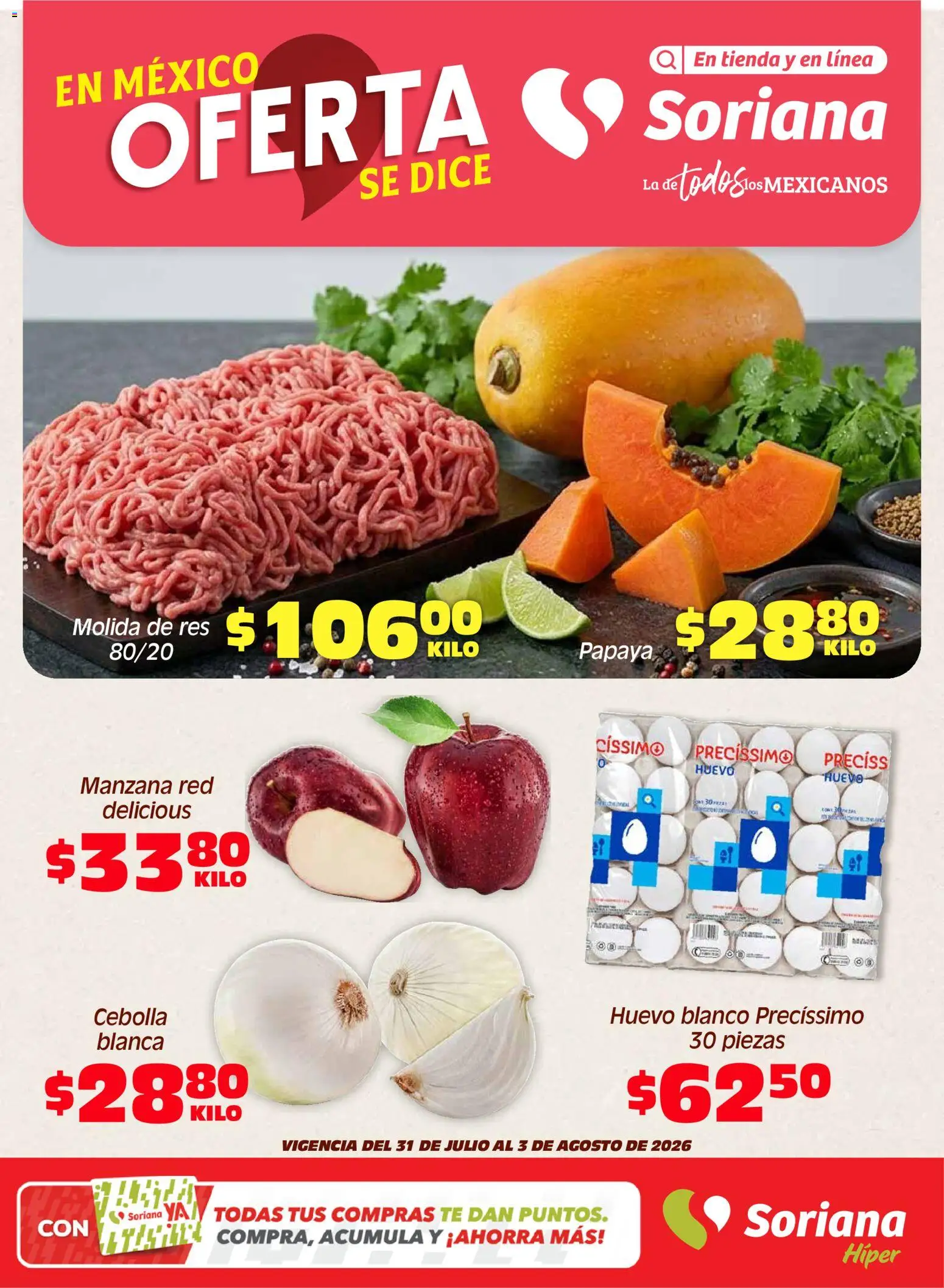 Nuevas ofertas de Soriana válidas en toda la República Mexicana desde el 31/07/2026. ¡Encuentra las mejores ofertas en Soriana Fin de Semana Híper: BCS, Son y Sin! | Página: 1 | Productos: Cebolla, Manzana, Res, Té