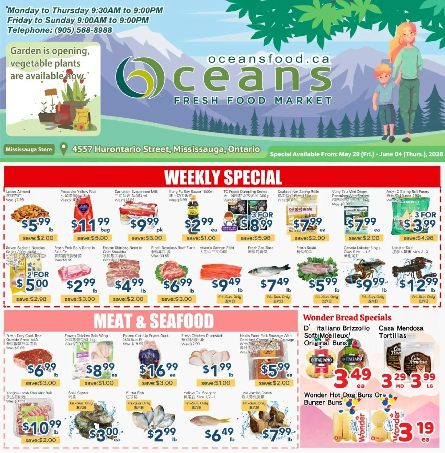 Oceans flyer valid from 29.05.2026 | Page: 1 | Products: Fish, Milk, Butter, Bread