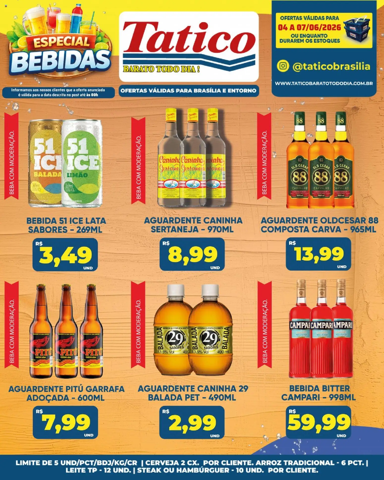Tatico Folheto - válido de 06.06.2026 | Página: 24 | Produtos: Leite, Cerveja, Hambúrguer, Campari