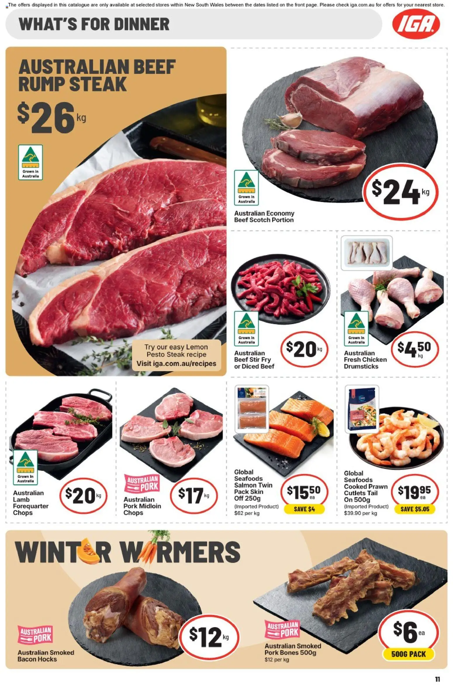 IGA catalogue - valid from 22/07/2026 | Page: 11 | Products: Lamb, Steak, Salmon, Scotch
