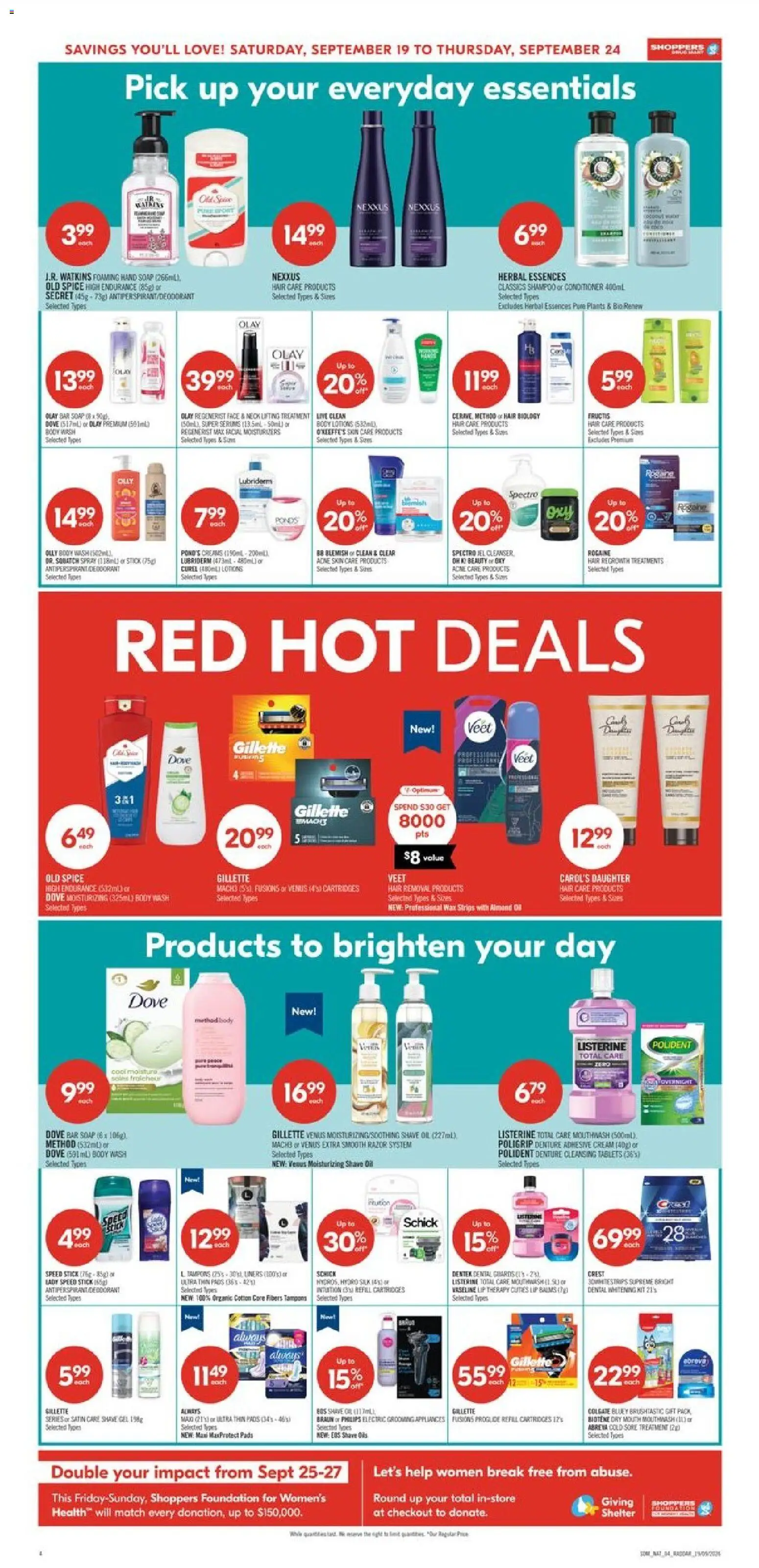 Shoppers flyer valid from Sep 19, 2026 | Page: 10 | Products: Cream, Listerine, Shampoo, Soap
