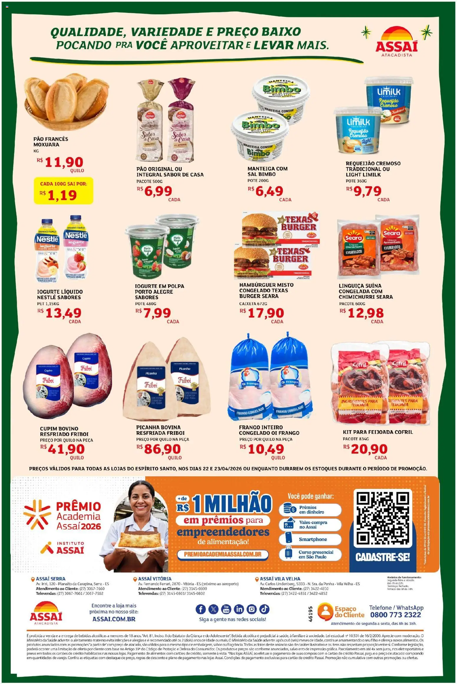 Assaí Atacadista Folheto - válido de 22.04.2026 | Página: 2 | Produtos: Iogurte, Carne de frango, Base, Frango