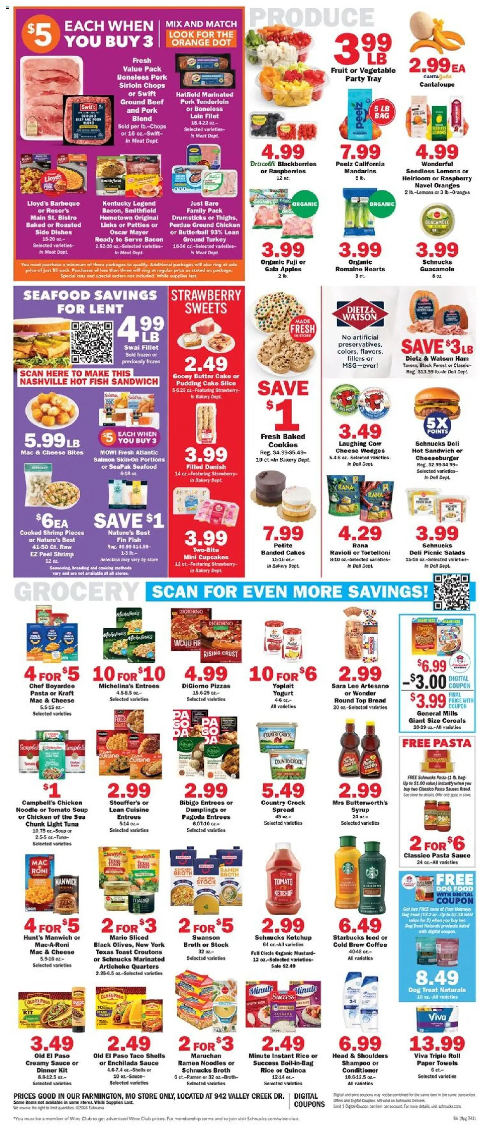 Schnucks Weekly Ad - valid from 18.03.2026 | Page: 4 | Products: Dog Food, Pork, Oranges, Rice