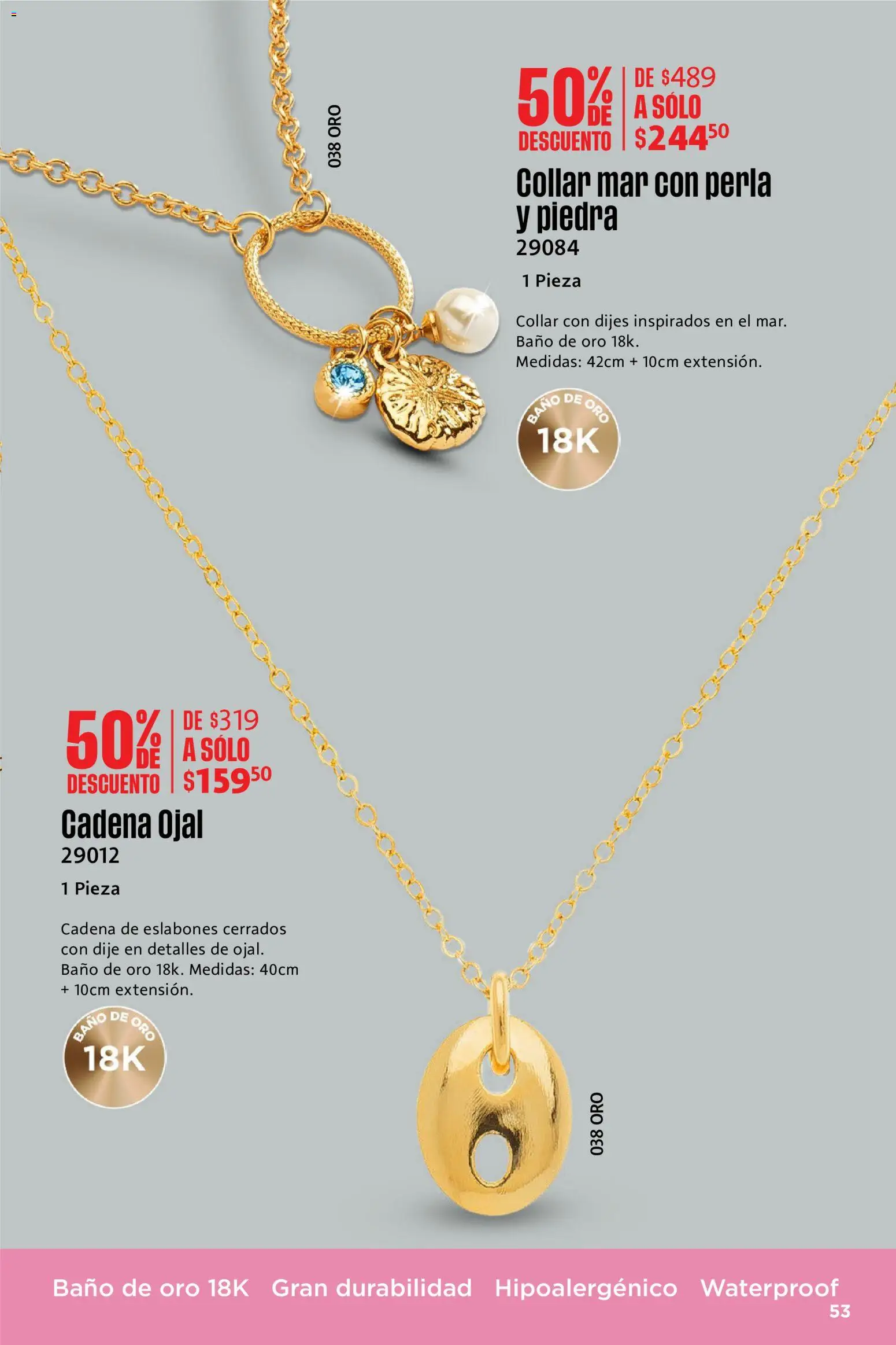 Nuevas ofertas de Ilusión válidas en toda la República Mexicana desde el 01.06.2026. ¡Encuentra las mejores ofertas en Ilusión catálogo Rebajas de Verano! | Página: 53 | Productos: Collar, Baño, Dije, Cadena