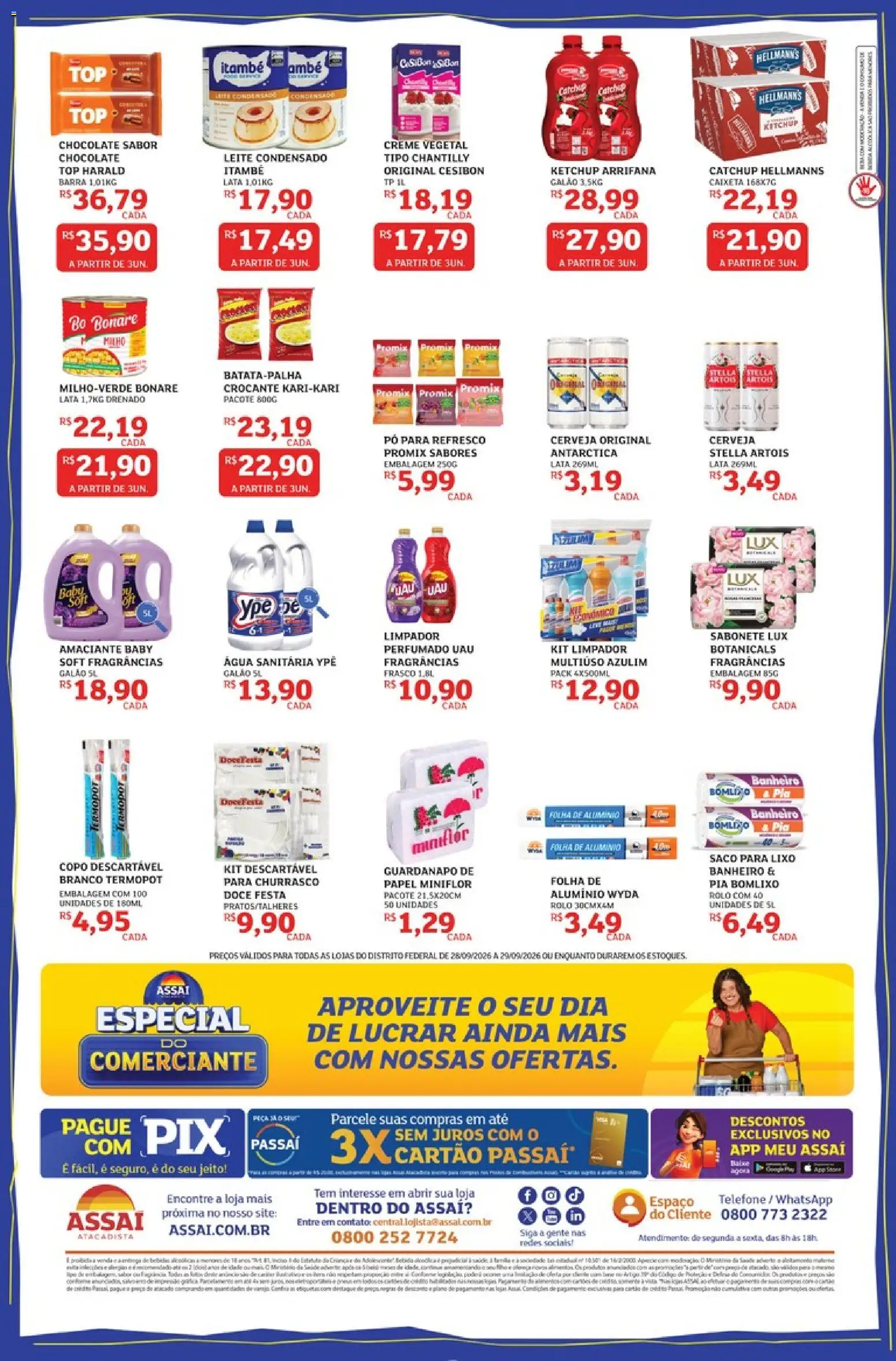 Assaí Atacadista Folheto - válido de 28/09/2026 | Página: 2 | Produtos: Saco para lixo, Azulim, Creme vegetal, Chantilly