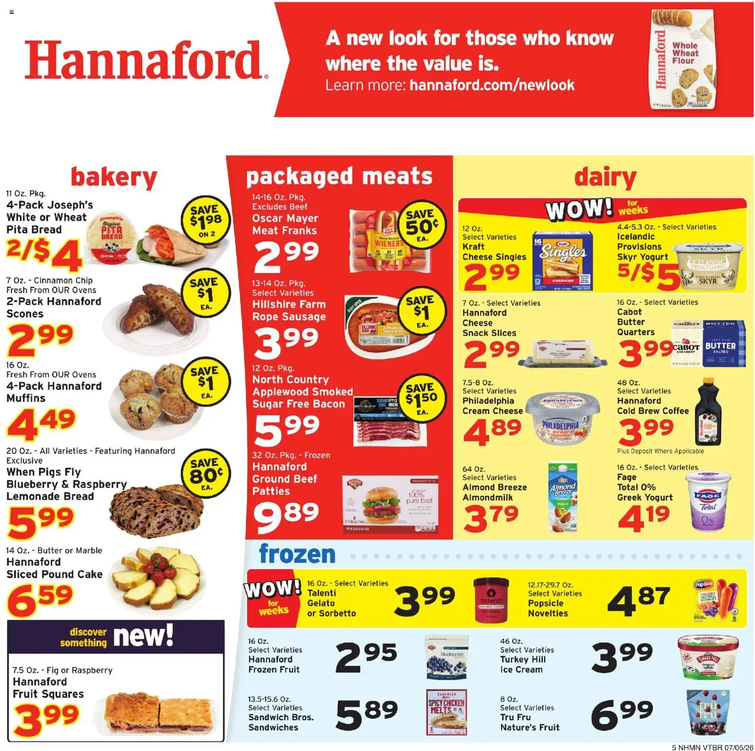 Hannaford Weekly Ad - valid from 07/05/2026 | Page: 7 | Products: Bakery, Bread, Sugar, Sausage