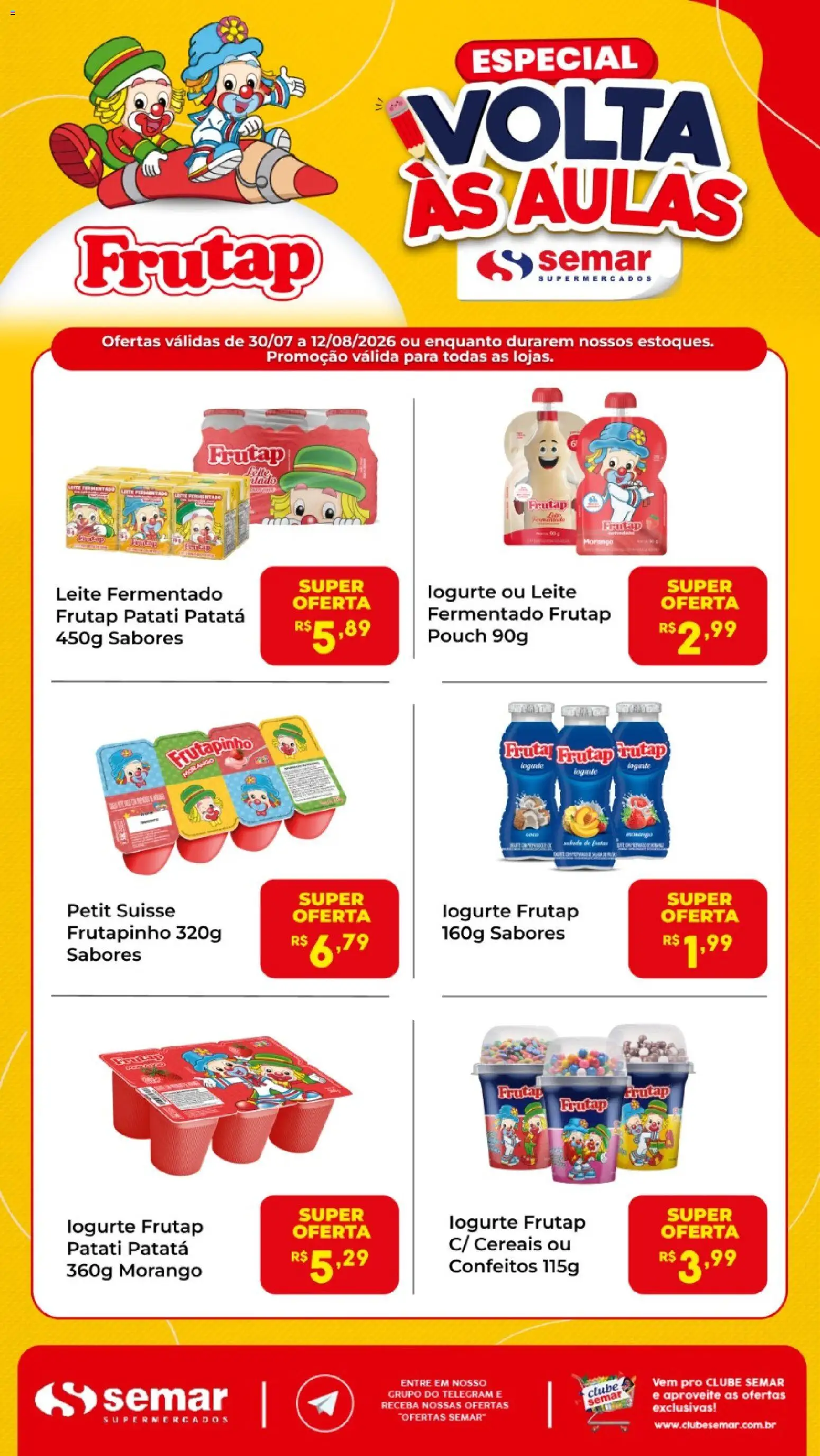 Semar Supermercado Folheto - válido de 30/07/2026 | Página: 1 | Produtos: Leite, Cereais, Leite fermentado